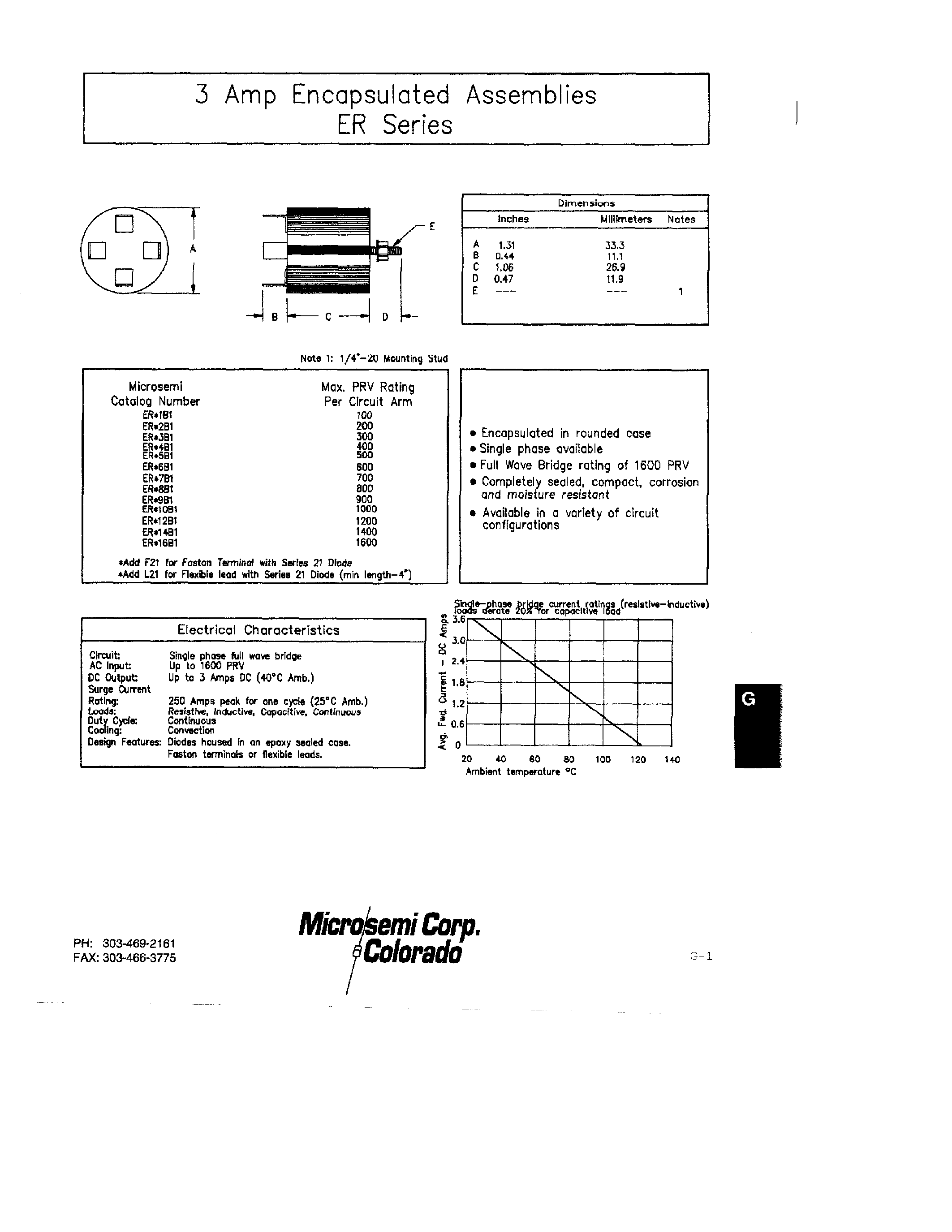 Datasheet ER3B1 - 3 AMP ENCAPSULATED ASSEMBLIES page 1
