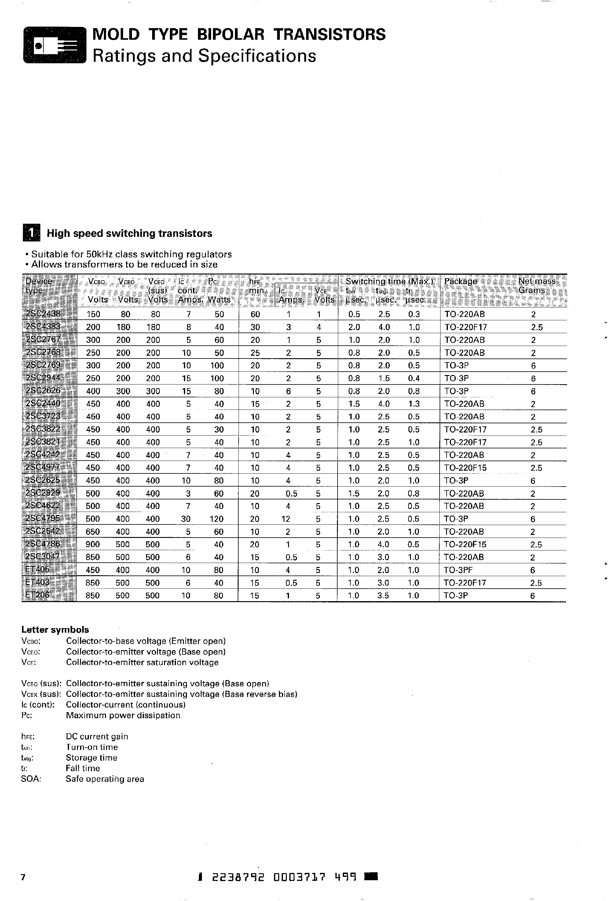 Даташит ET405 - MOLD TYPE BIPOLAR TRANSISTORS страница 1
