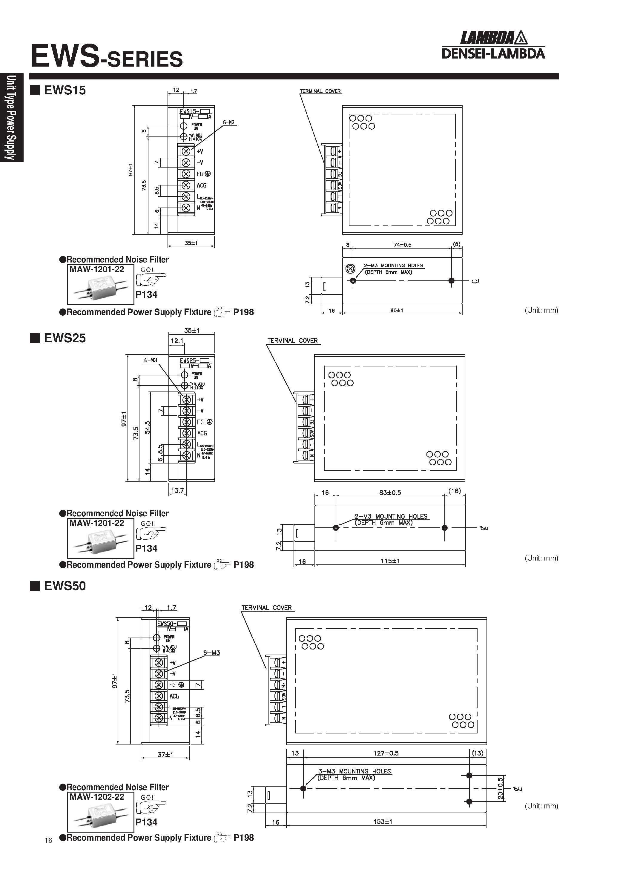 Datasheet EWS100-9 - Single output 15W ~ 1500W page 2