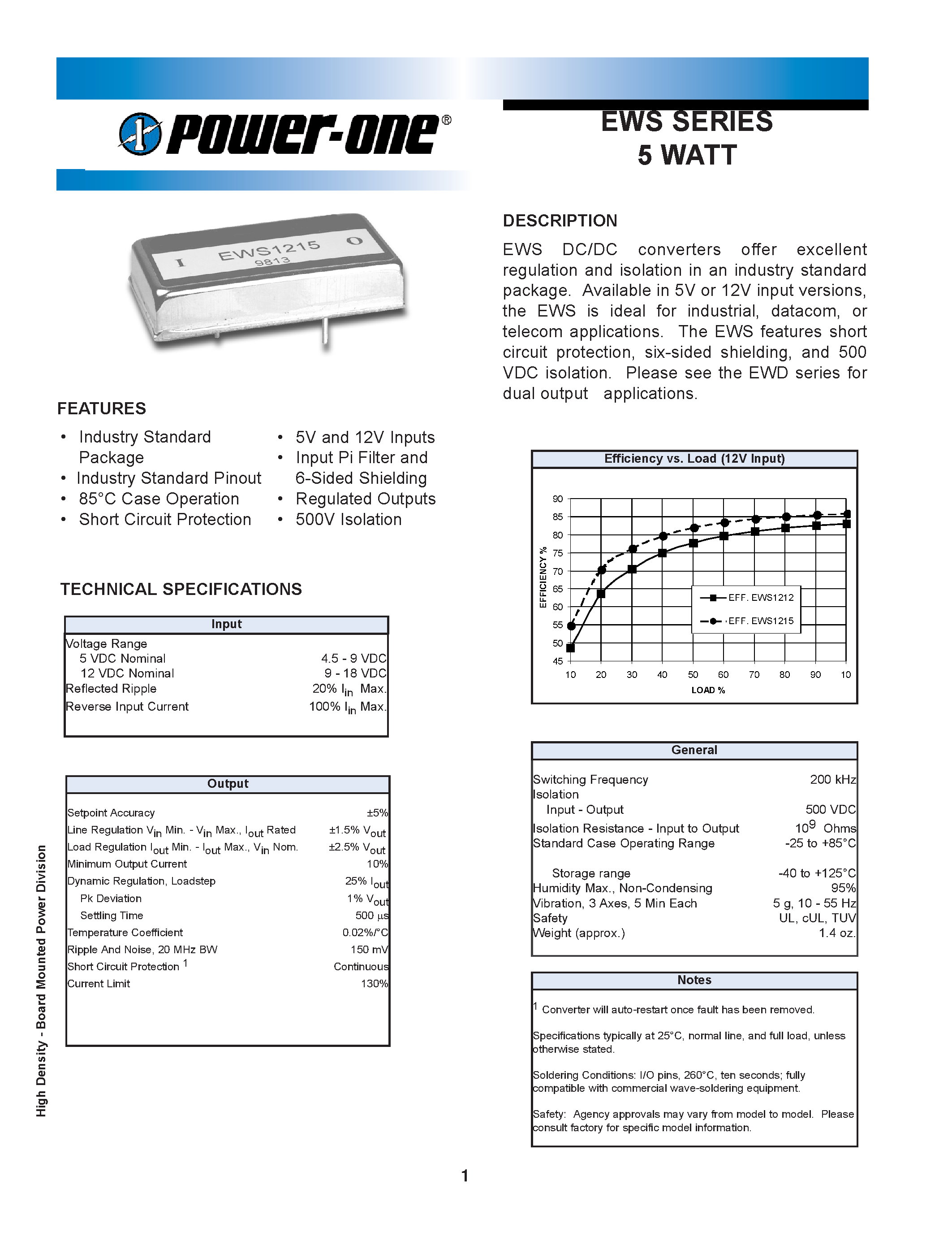 Datasheet EWS1215 page 1 Datasheet EWS1215 - EWS SERIES 5 WATT page 1