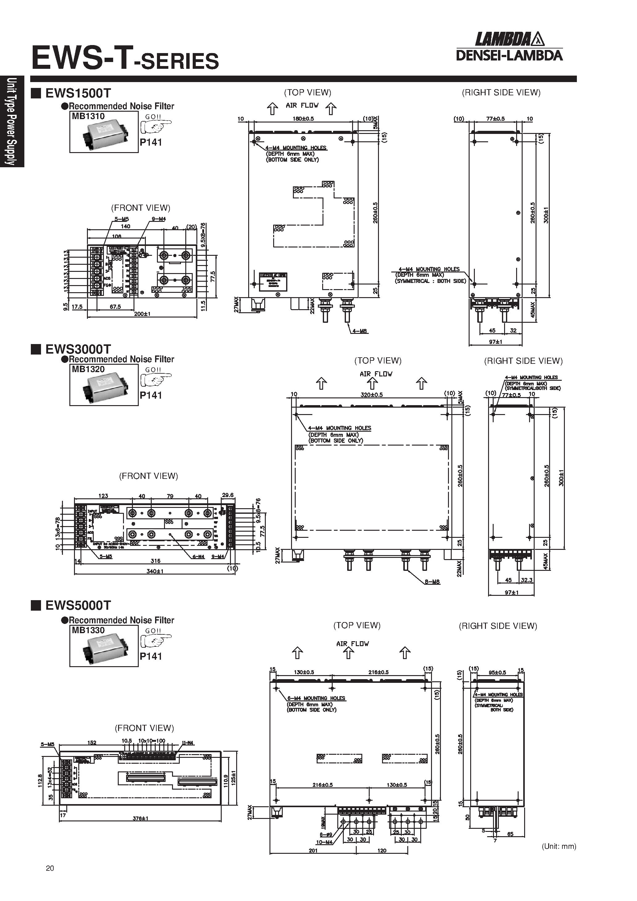 Datasheet EWS3000T-5 - Single output 1500W ~ 5000W page 2