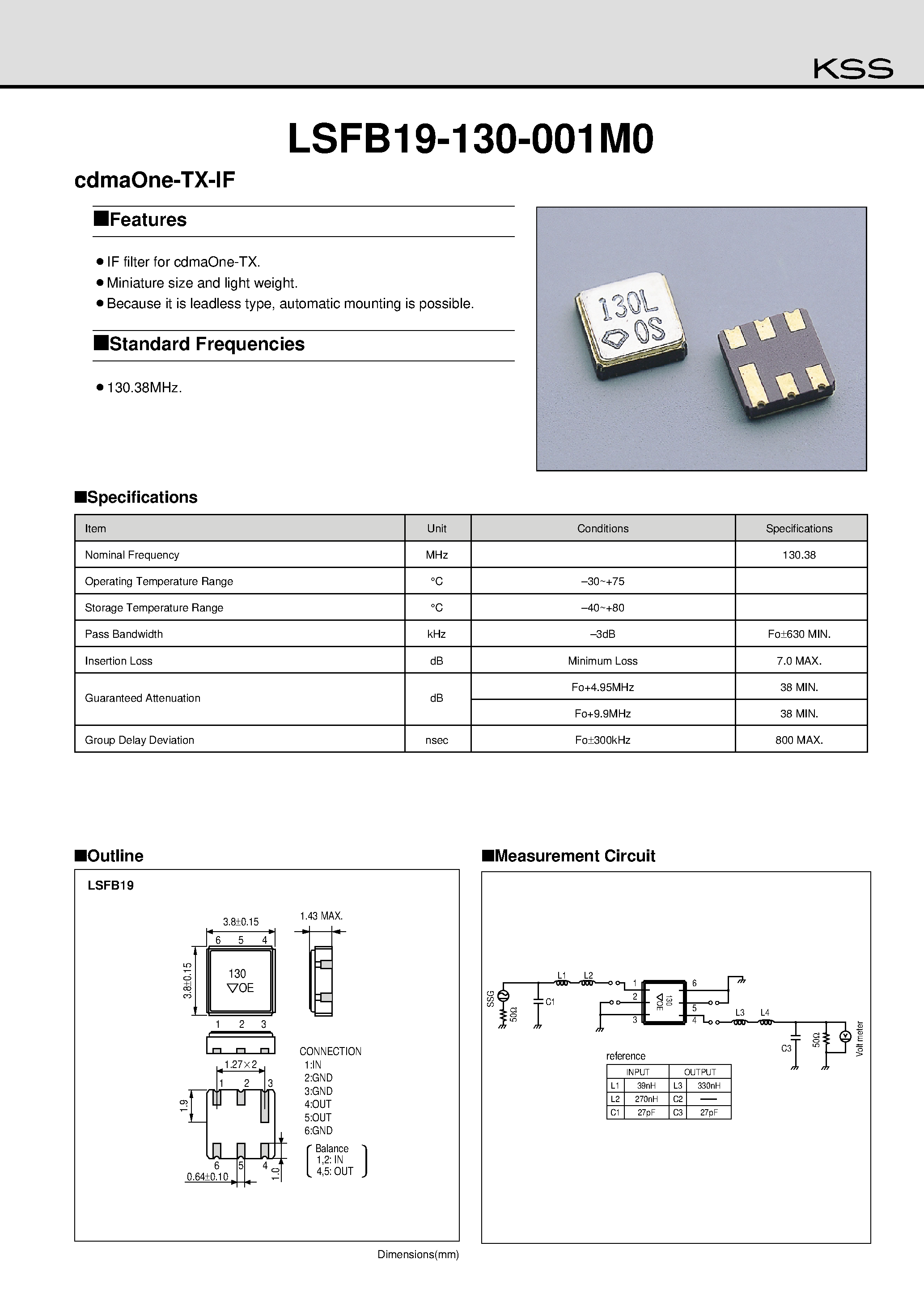 Datasheet EXO-3 - cdmaOne-TX-IF page 1