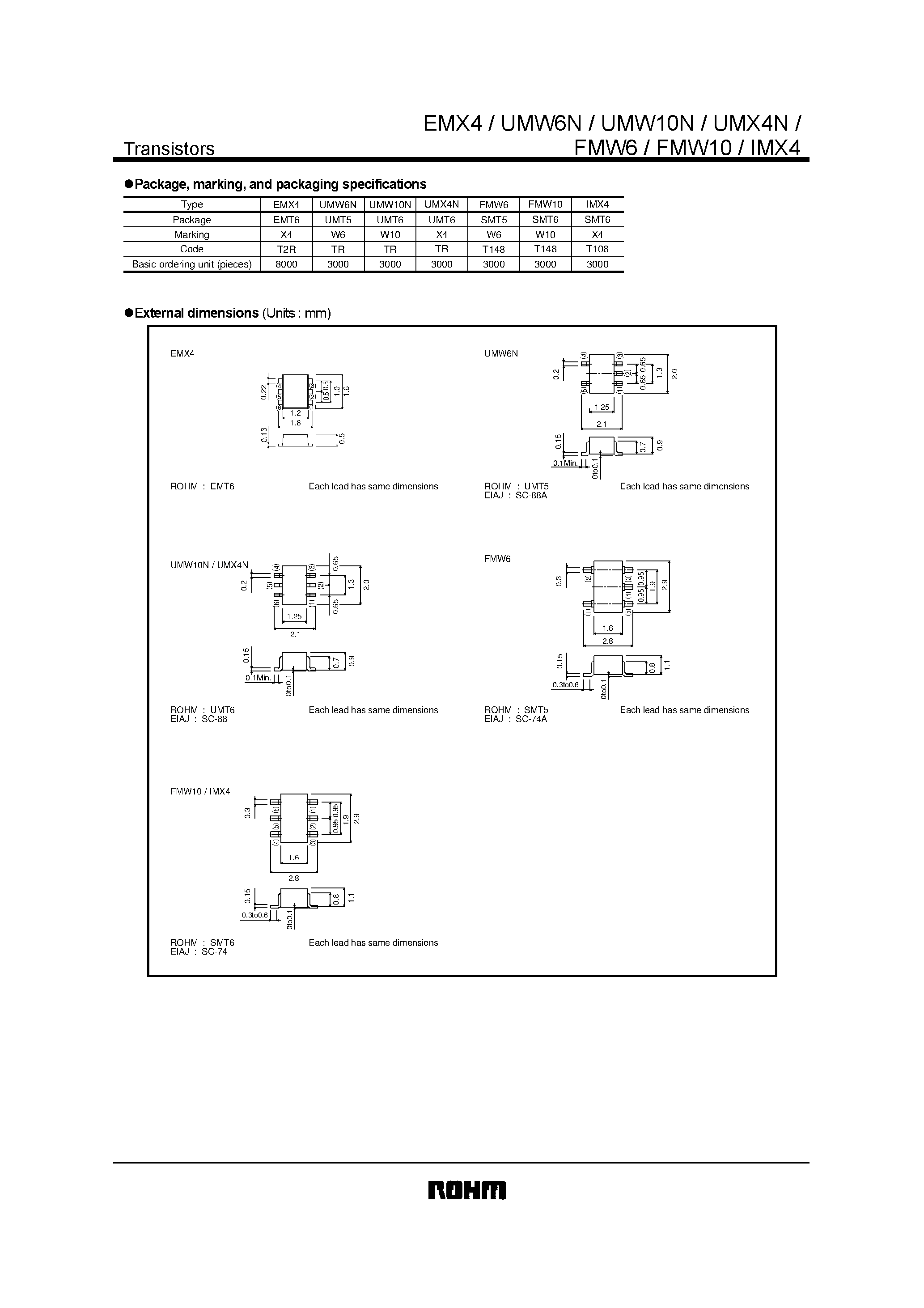 Даташит EMX4 - High transition frequency (dual transistors) страница 2