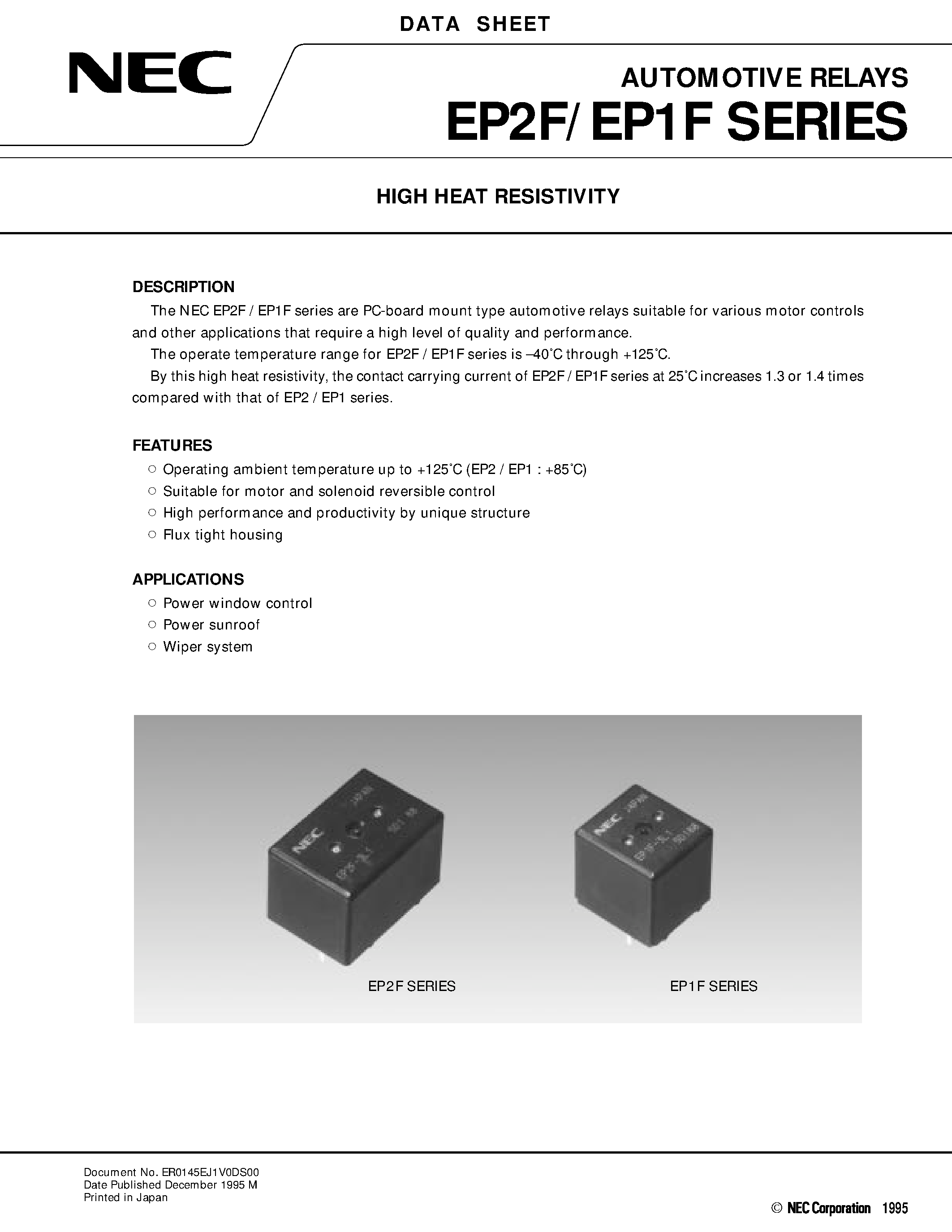 Datasheet EP1F-B3G1TT - HIGH HEAT RESISTIVITY page 1
