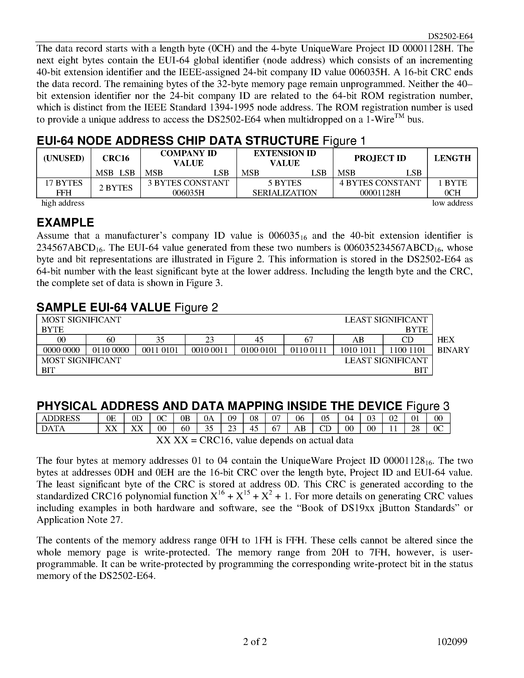 Datasheet DS2502P-E64 page 2 Datasheet DS2502P-E64 - IEEE EUI-64 Node Address Chip page 2
