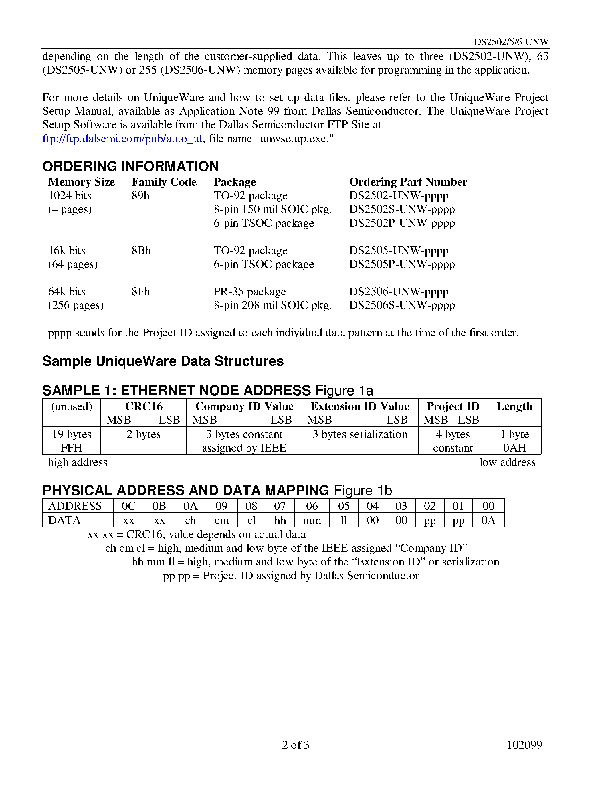 Datasheet DS2502S page 2 Datasheet DS2502S - 1 kbit Add-Only Memory page 2
