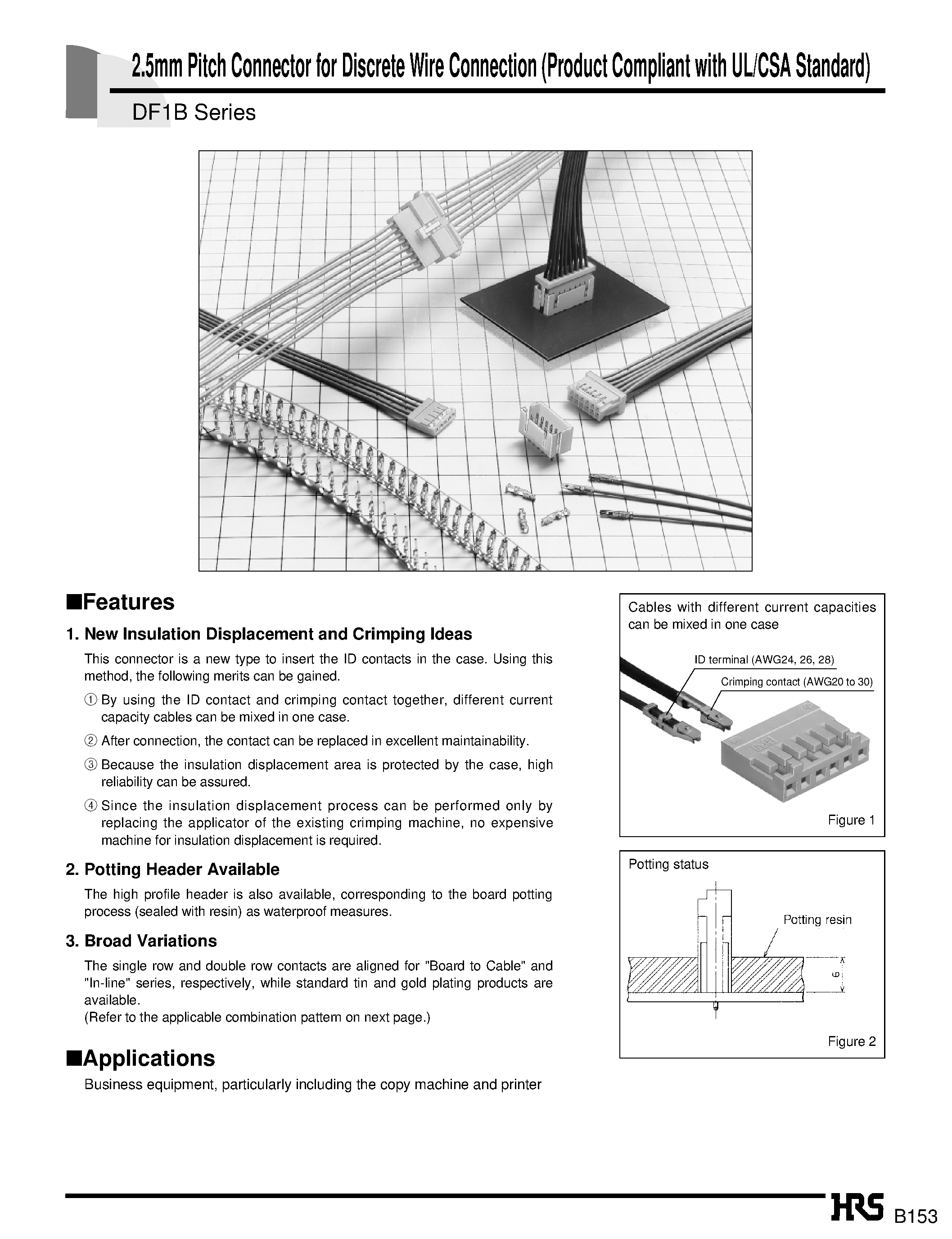 Даташит DF1B-2022PCB - 2.5mm Pitch Connector for Discrete Wire Connection (Product Compliant with UL/CSA Standard) страница 1
