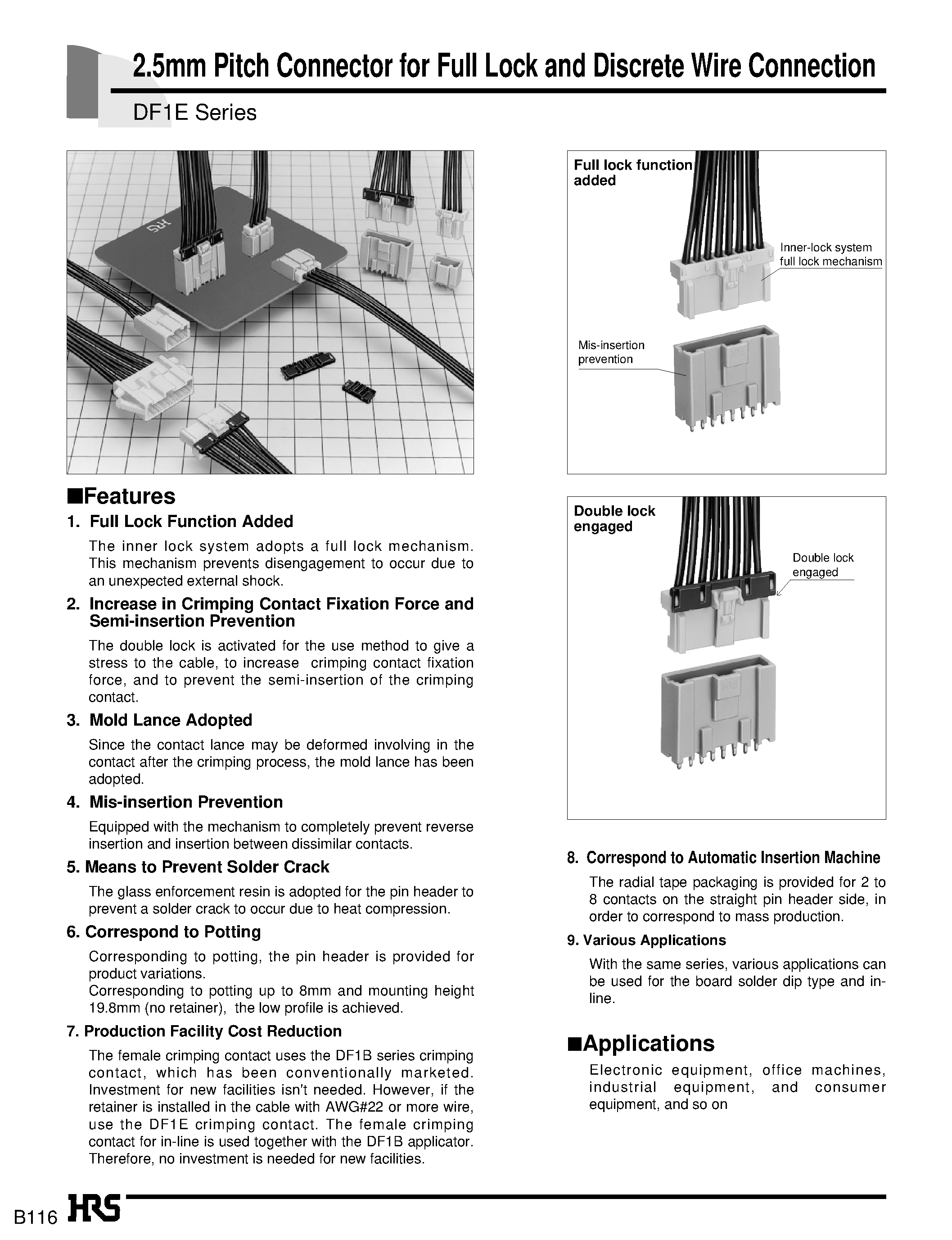 Datasheet DF1EC-2P-2.5DSA - 2.5mm Pitch Connector for Full Lock and Discrete Wire Connection page 1