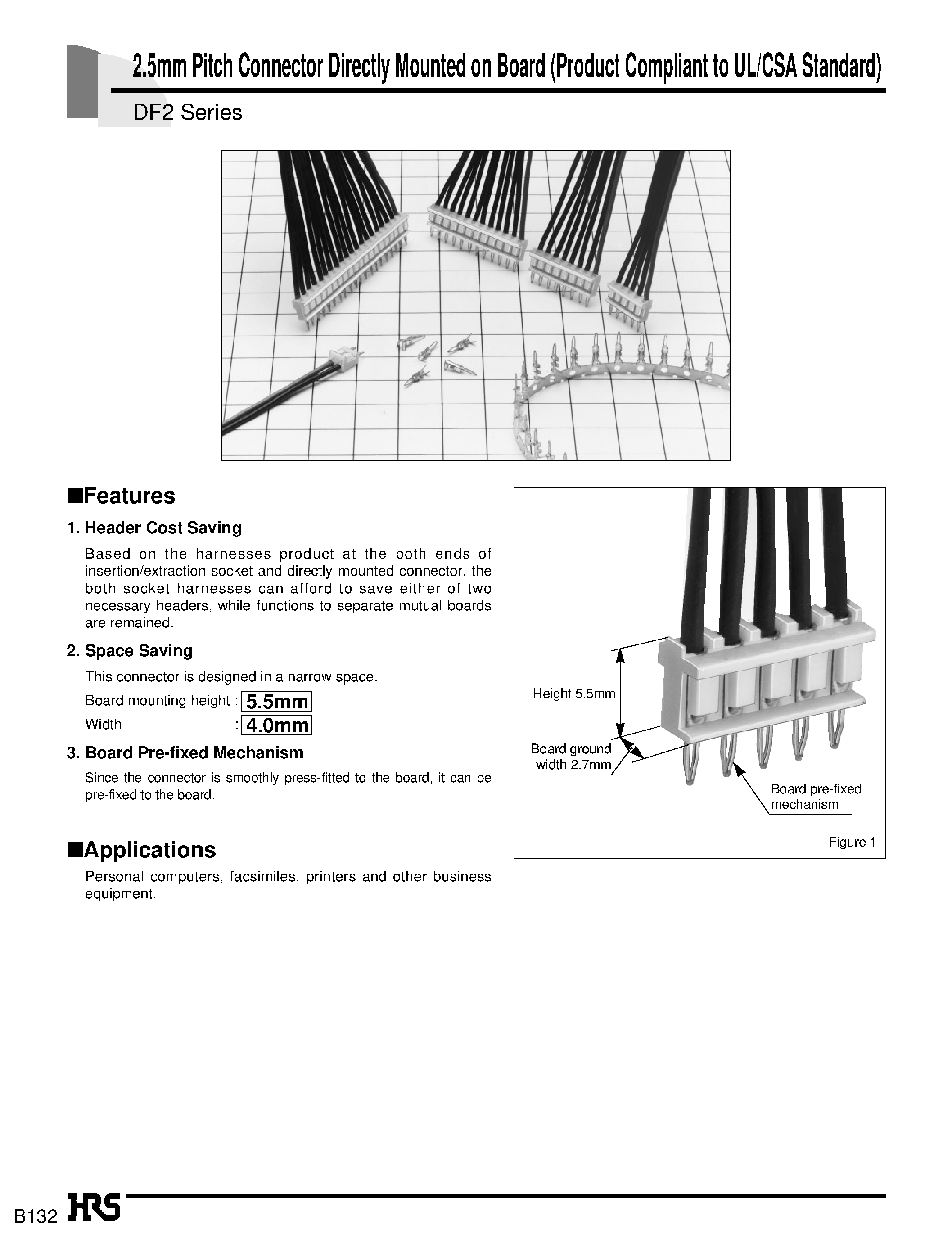 Datasheet DF2-2428PC - 2.5mm Pitch Connector Directly Mounted on Board (Product Compliant to UL/CSA Standard) page 1