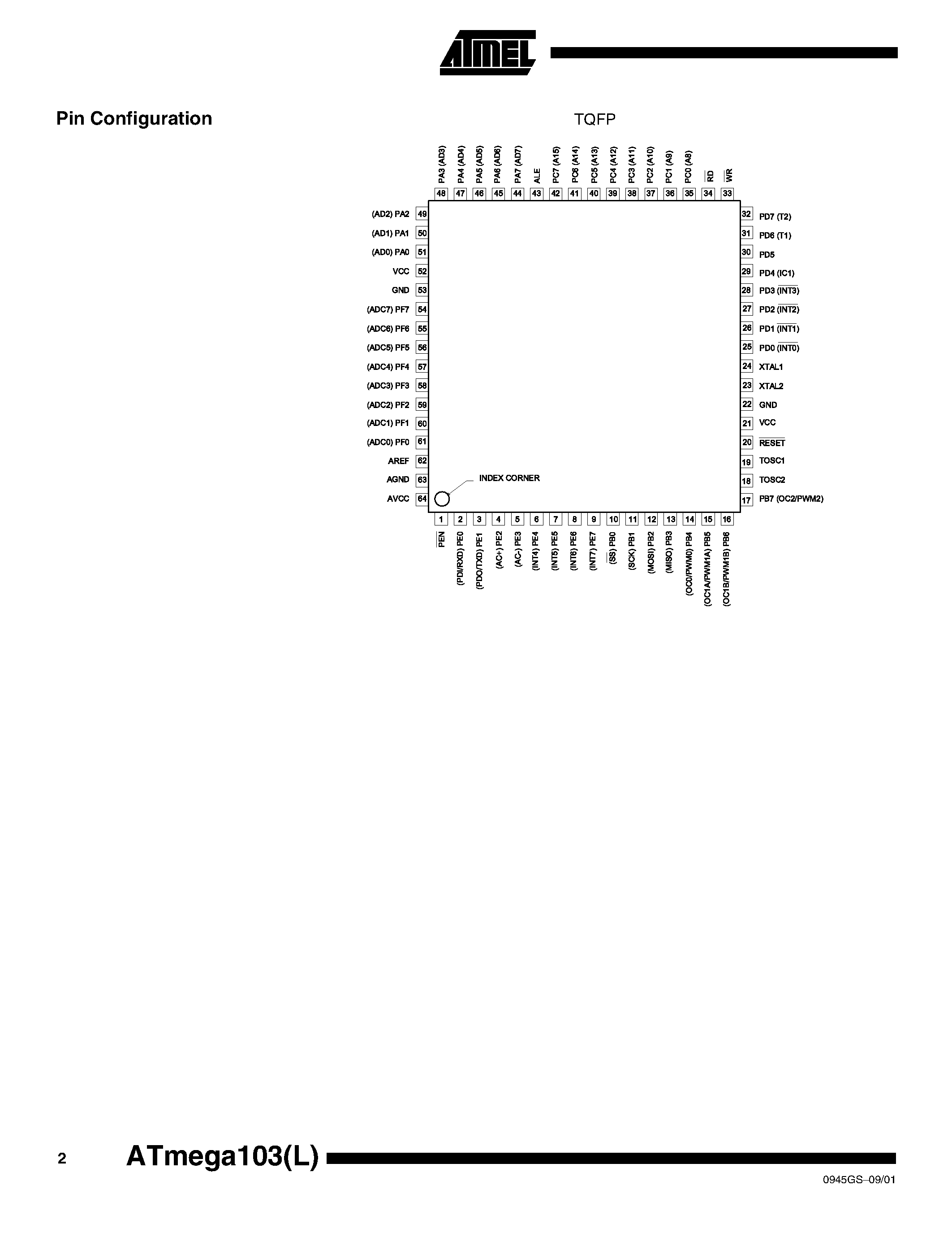 Даташит на микросхему ATMEGA103L страница 2 Даташит ATMEGA103L - 8-Bit Microcontroller with 64K/128K Bytes In-System Programmable Flash страница 2