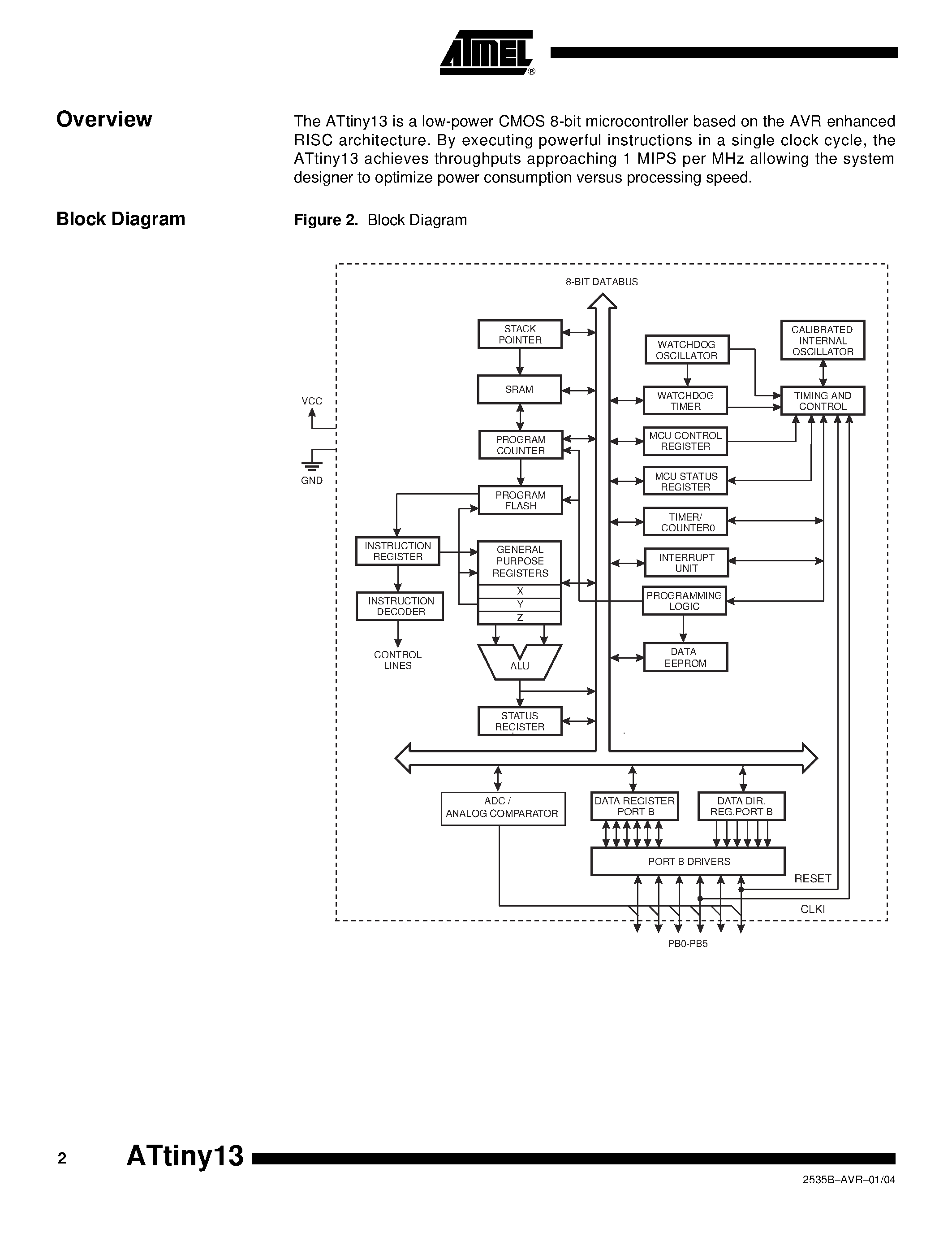 Даташит на микросхему ATtiny13-12PJ страница 2 Даташит ATtiny13-12PJ - 8-bit AVR Microcontroller with 1K Bytes In-System Programmable Flash страница 2