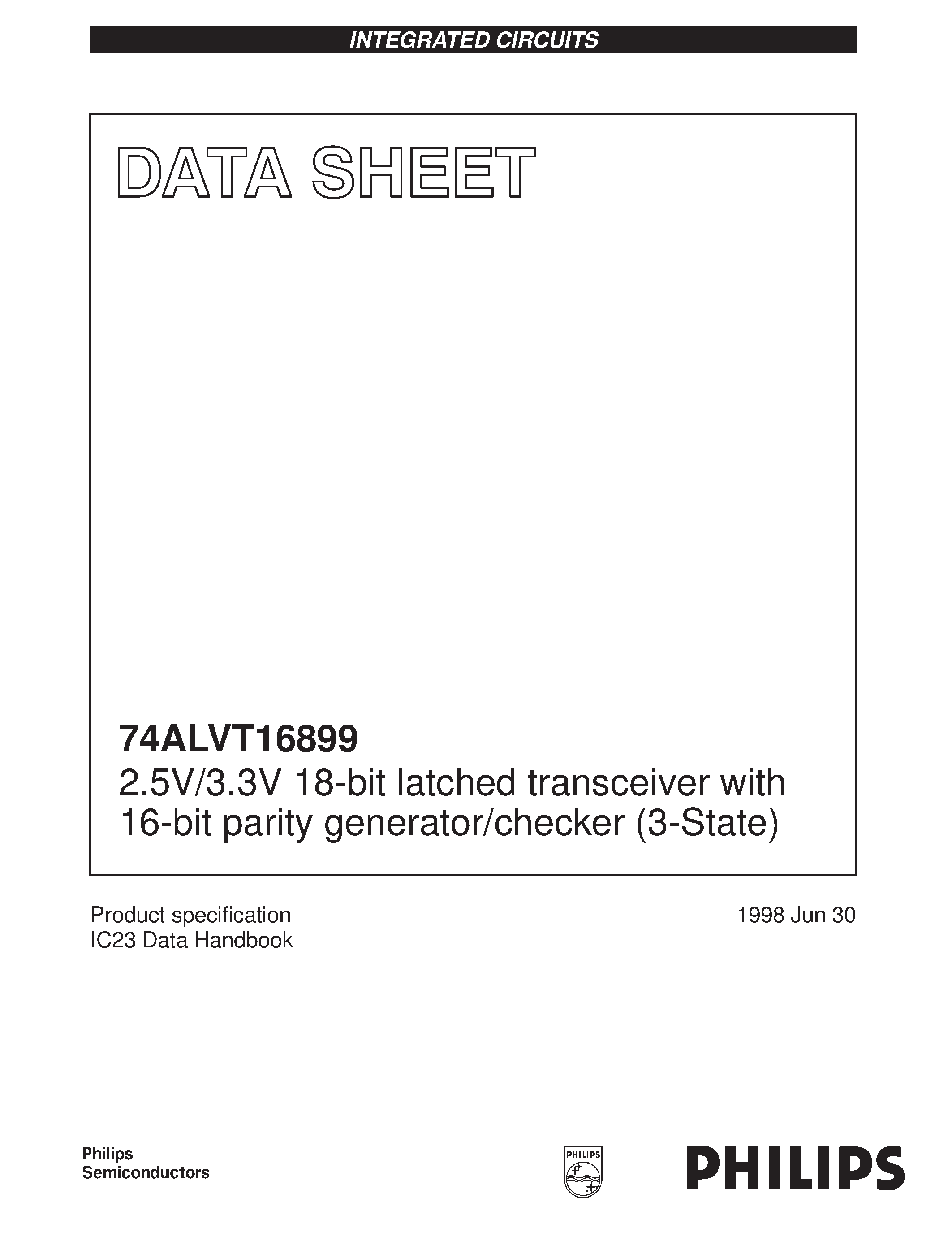 Datasheet AV16899DL - 2.5V/3.3V 18-bit latched transceiver with 16-bit parity generator/checker 3-State page 1