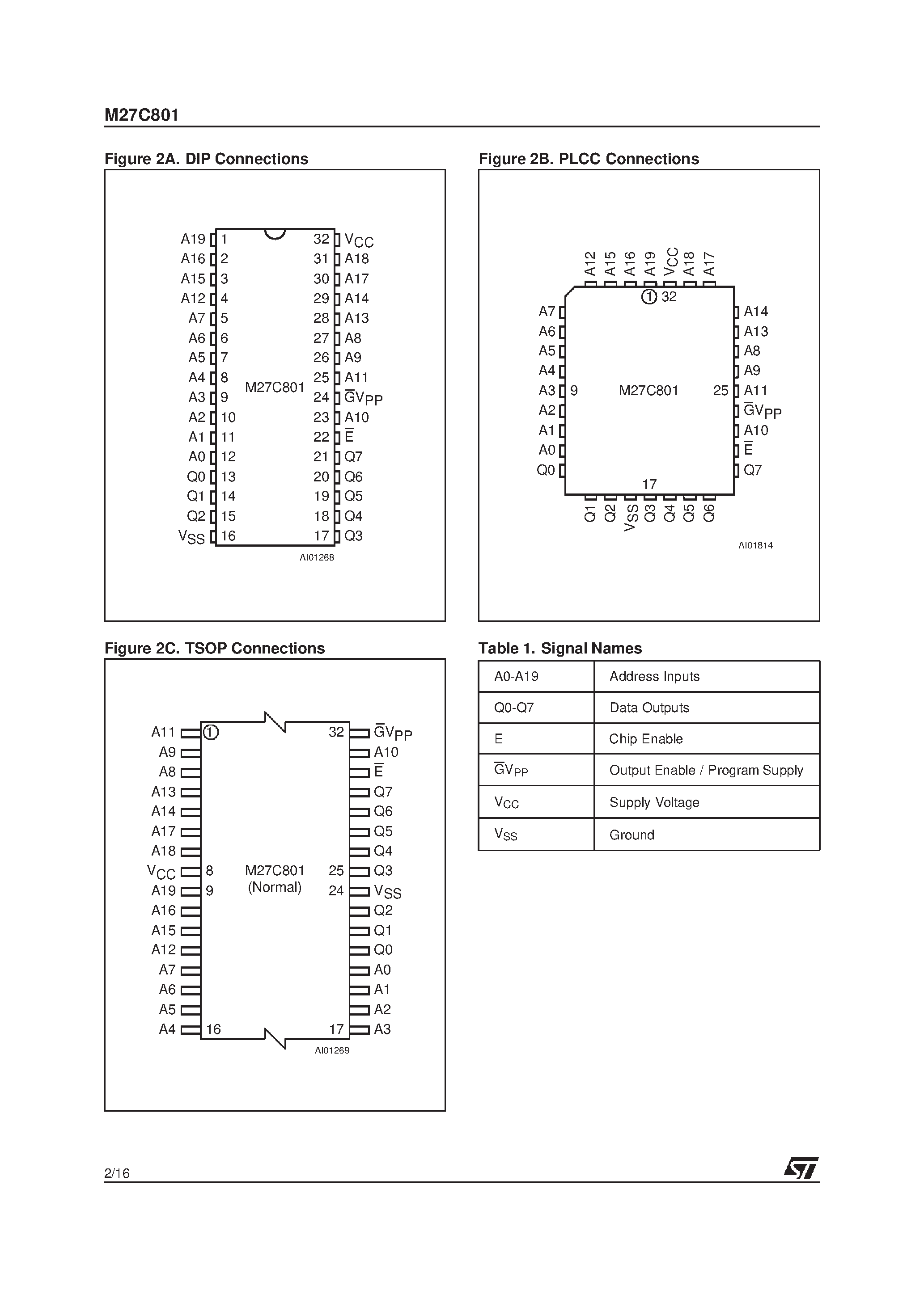 Datasheet M27C801-45B6X - 8 Mbit 1Mb x 8 UV EPROM and OTP EPROM page 2