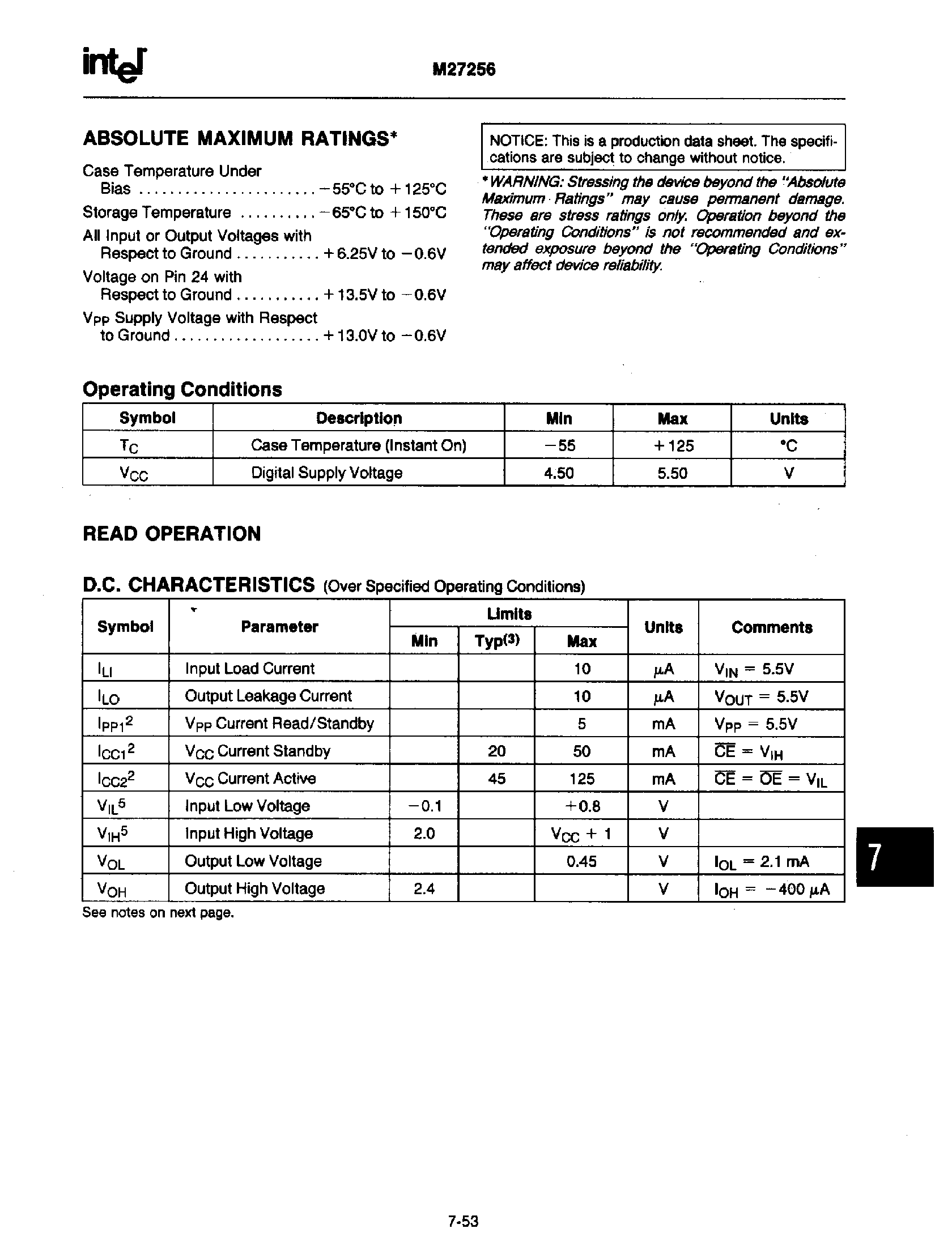 Datasheet M27256-20 - 256K(32K x 8) UV ERASABLE PROM page 2