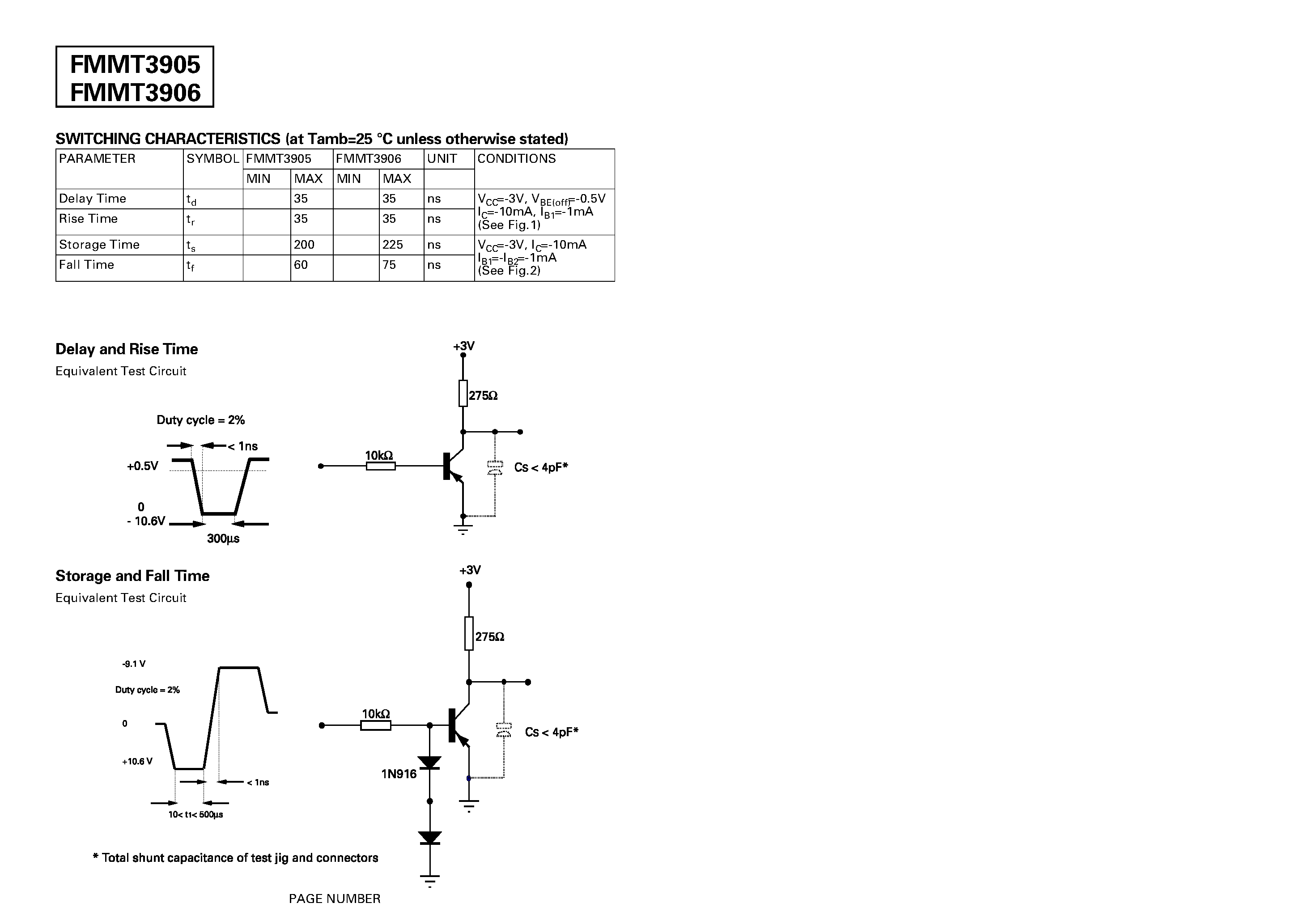 Datasheet FMMT3905 page 2 Datasheet FMMT3905 - SOT23 PNP SILICON PLANAR SWITCHING TRANSISTORS page 2