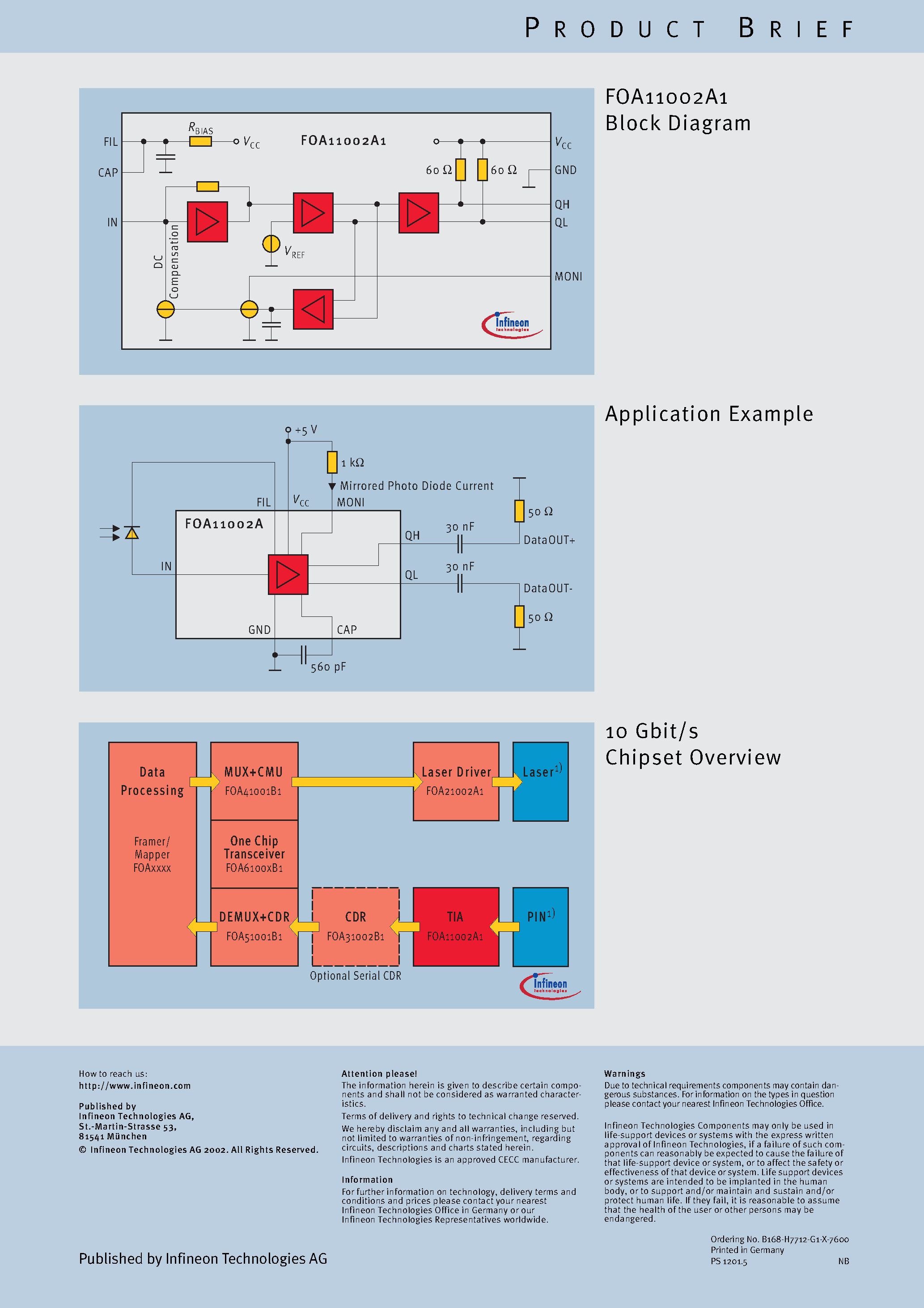 Datasheet FOA11002A1 - Semiconductor Solutions for High Speed Communi cation and Fiber Optic Applications page 2