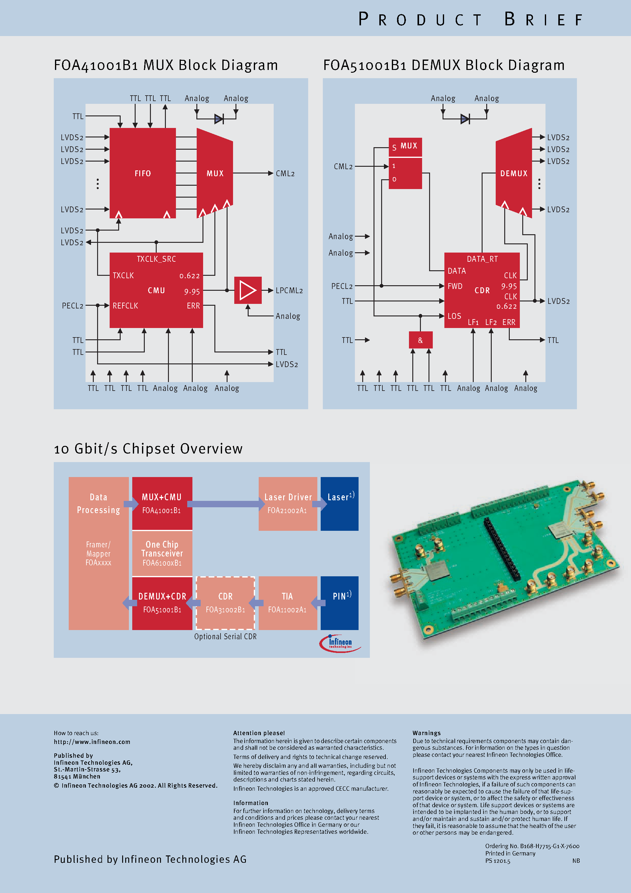 Datasheet FOA41001B1 - Semiconductor Solutions for High Speed Communi cation and Fiber OpticApplications page 2