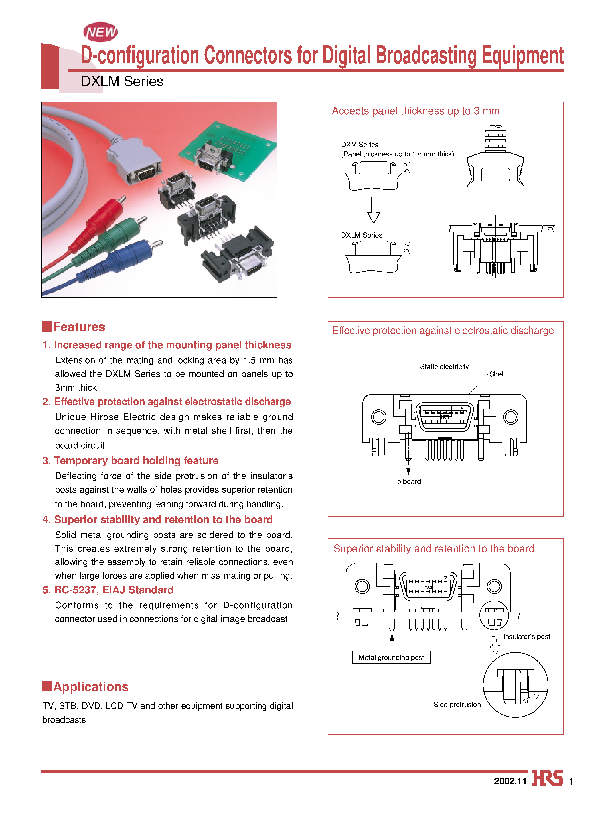 Datasheet DX40LM-14P-150CV - D-configuration Connectors for Digital Broadcasting Equipment page 1