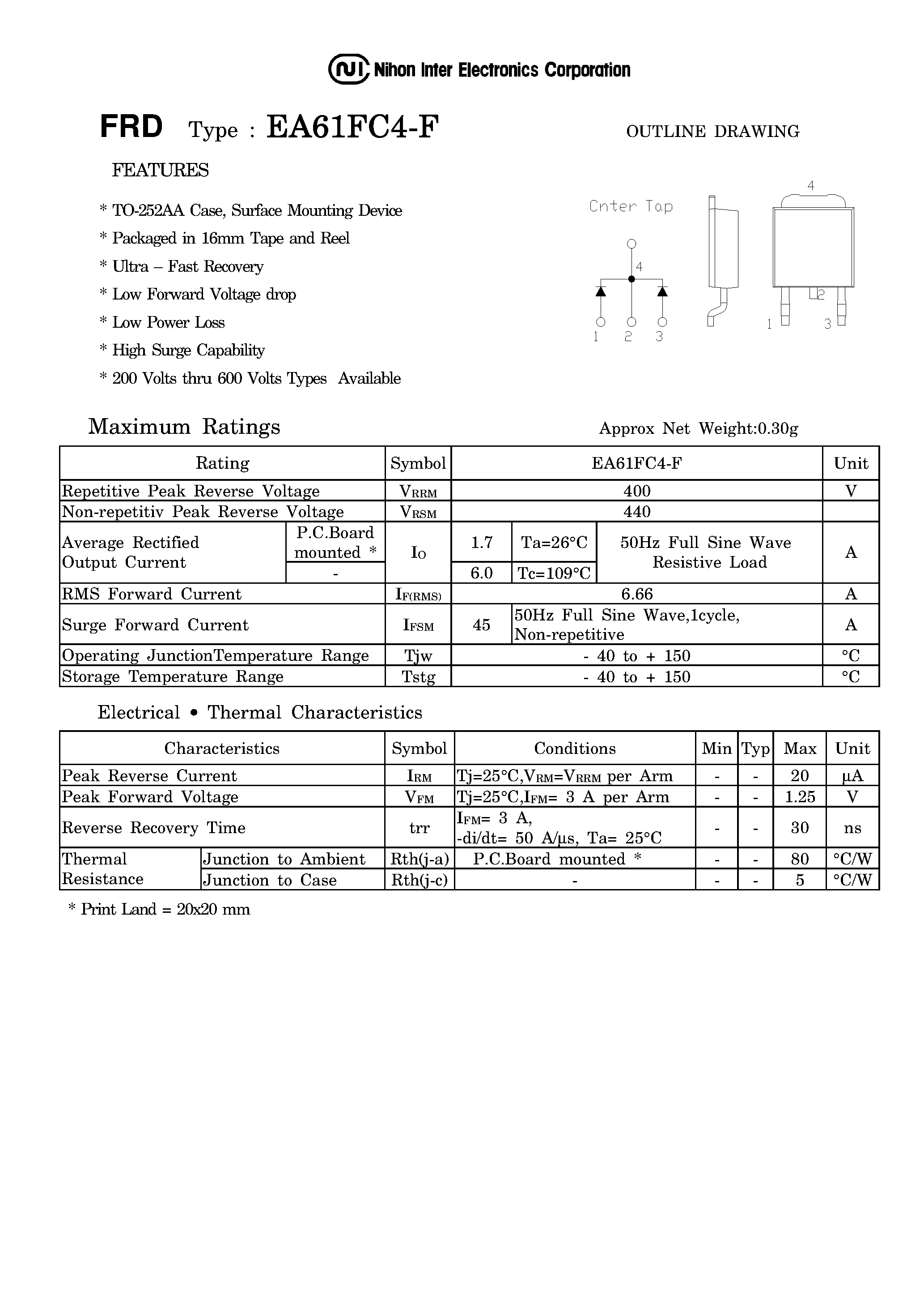 Datasheet EA61FC4-F page 1 Datasheet EA61FC4-F - FRD page 1