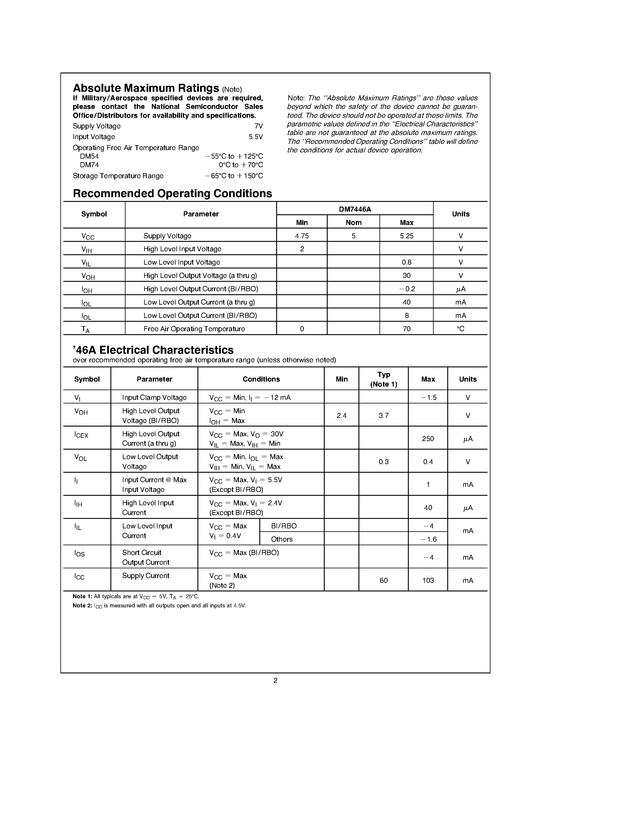 Datasheet DM7447A - BCD to 7-Segment Decoders/Drivers page 2