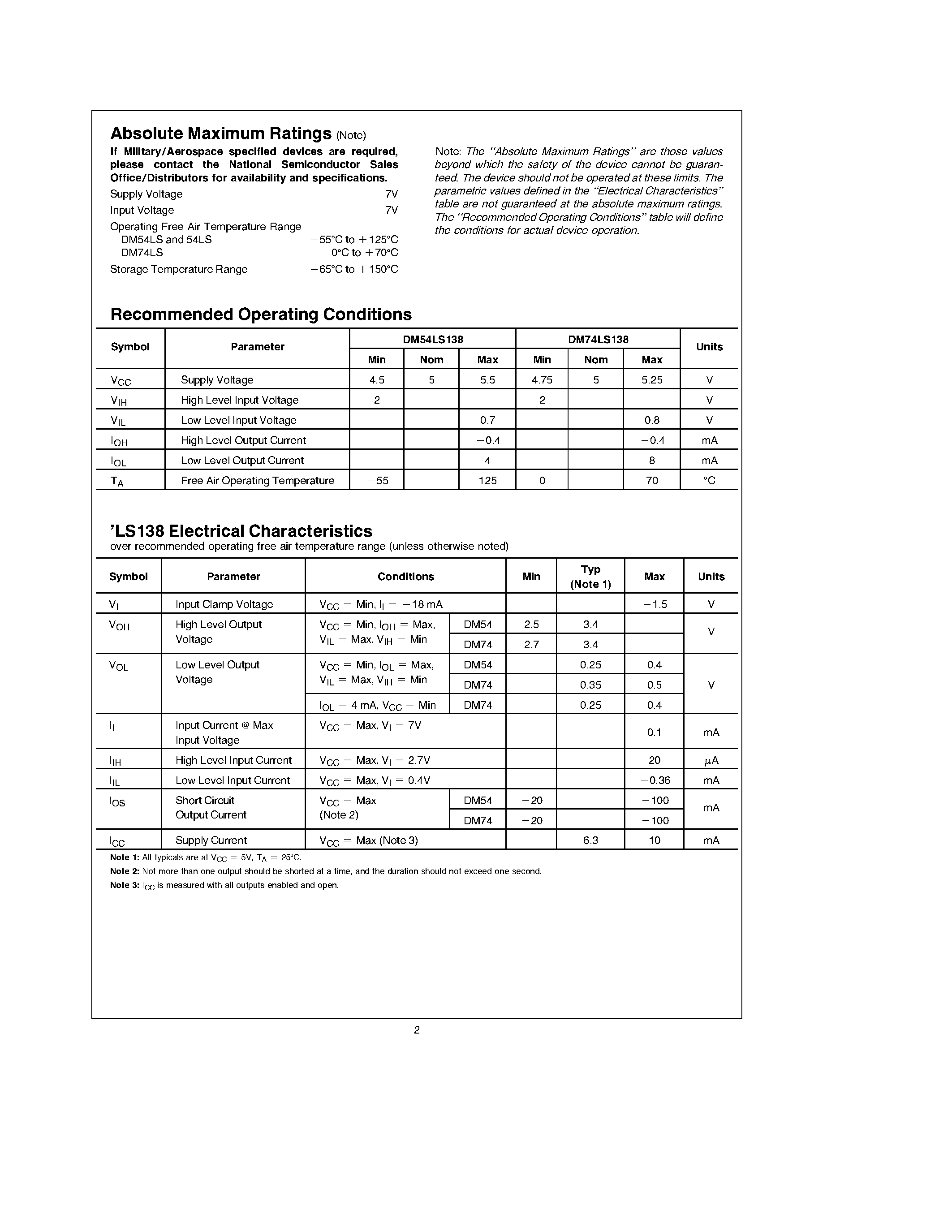 Datasheet DM74LS138M - Decoders/Demultiplexers page 2