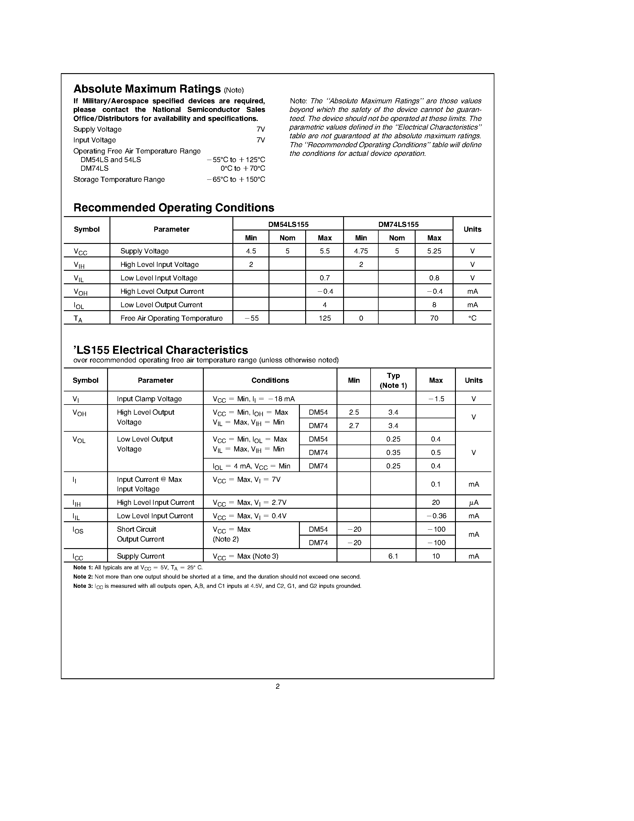 Даташит на микросхему DM74LS156M страница 2 Даташит DM74LS156M - Dual 2-Line to 4-Line Decoders/Demultiplexers страница 2