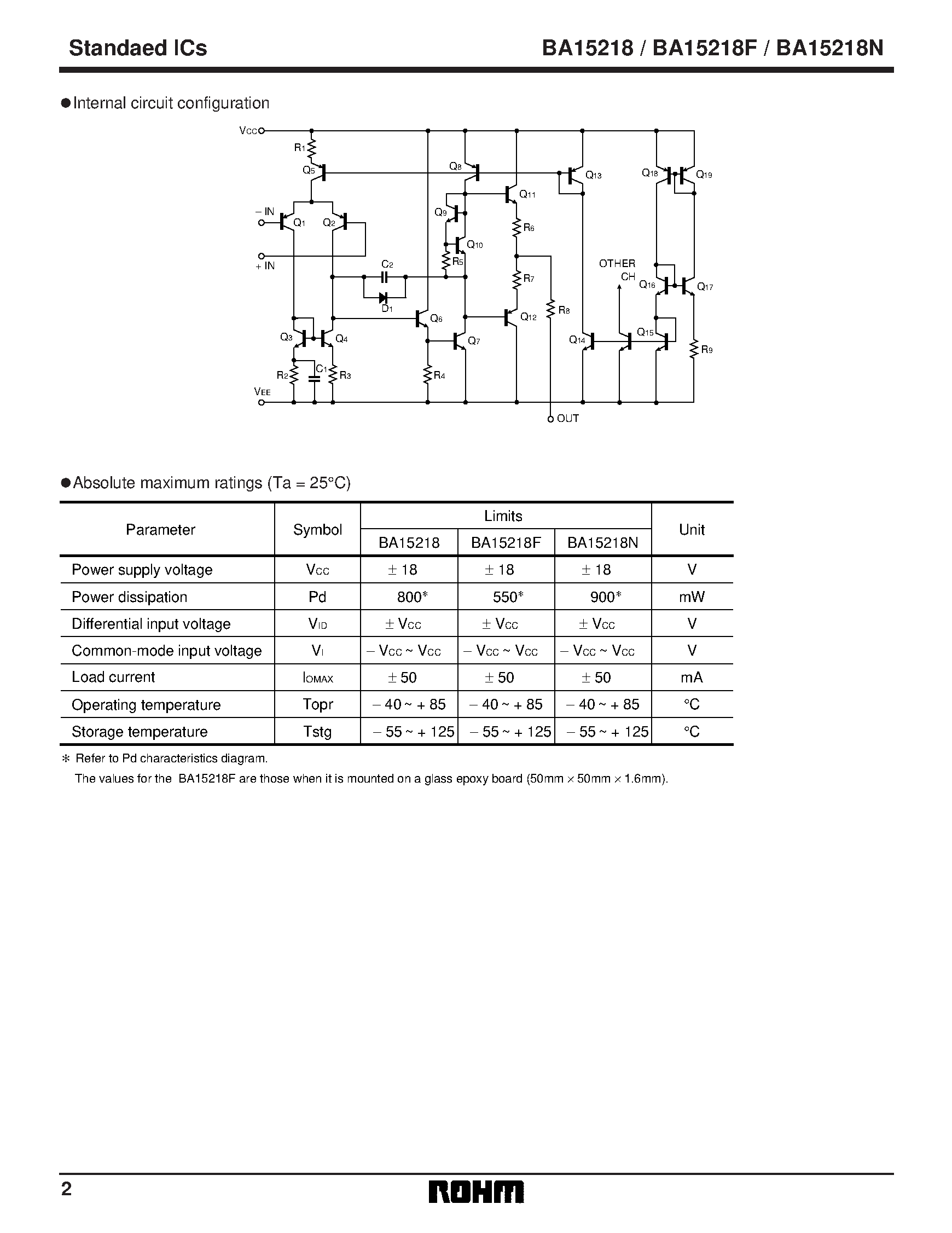 Даташит BA15218N - Dual high slew rate/ low noise operational amplifier страница 2