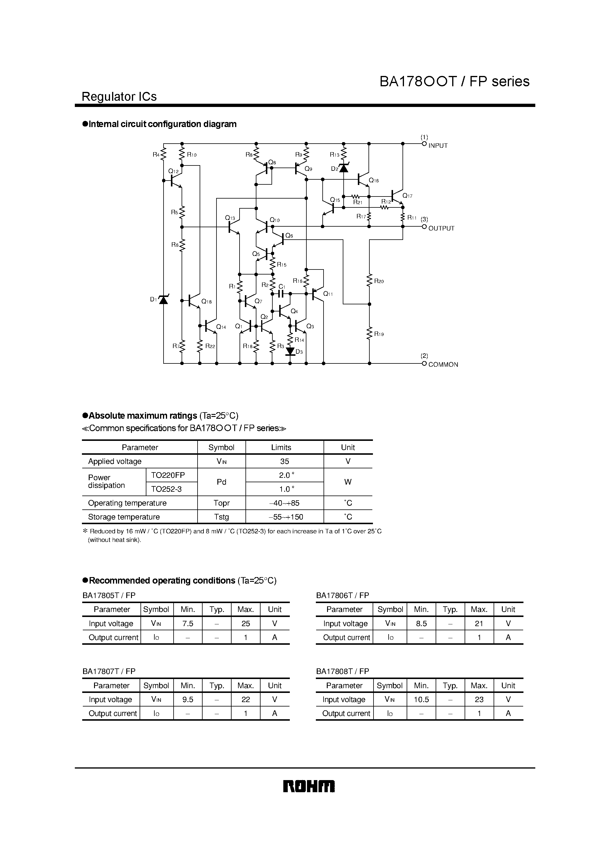 Даташит BA17820T - Standard 78 series/ 3-pin regulator страница 2