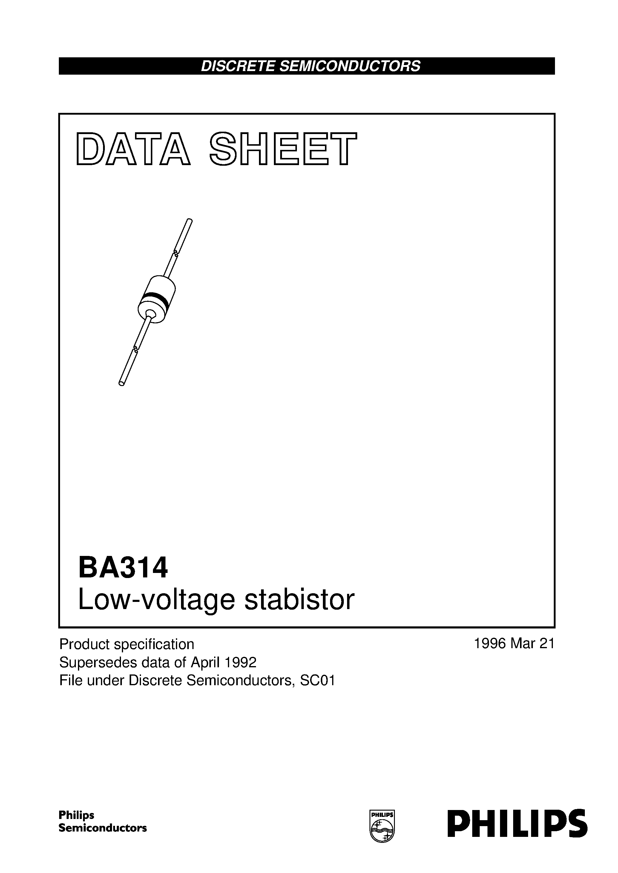Datasheet BA314 page 1 Datasheet BA314 - Low-voltage stabistor page 1