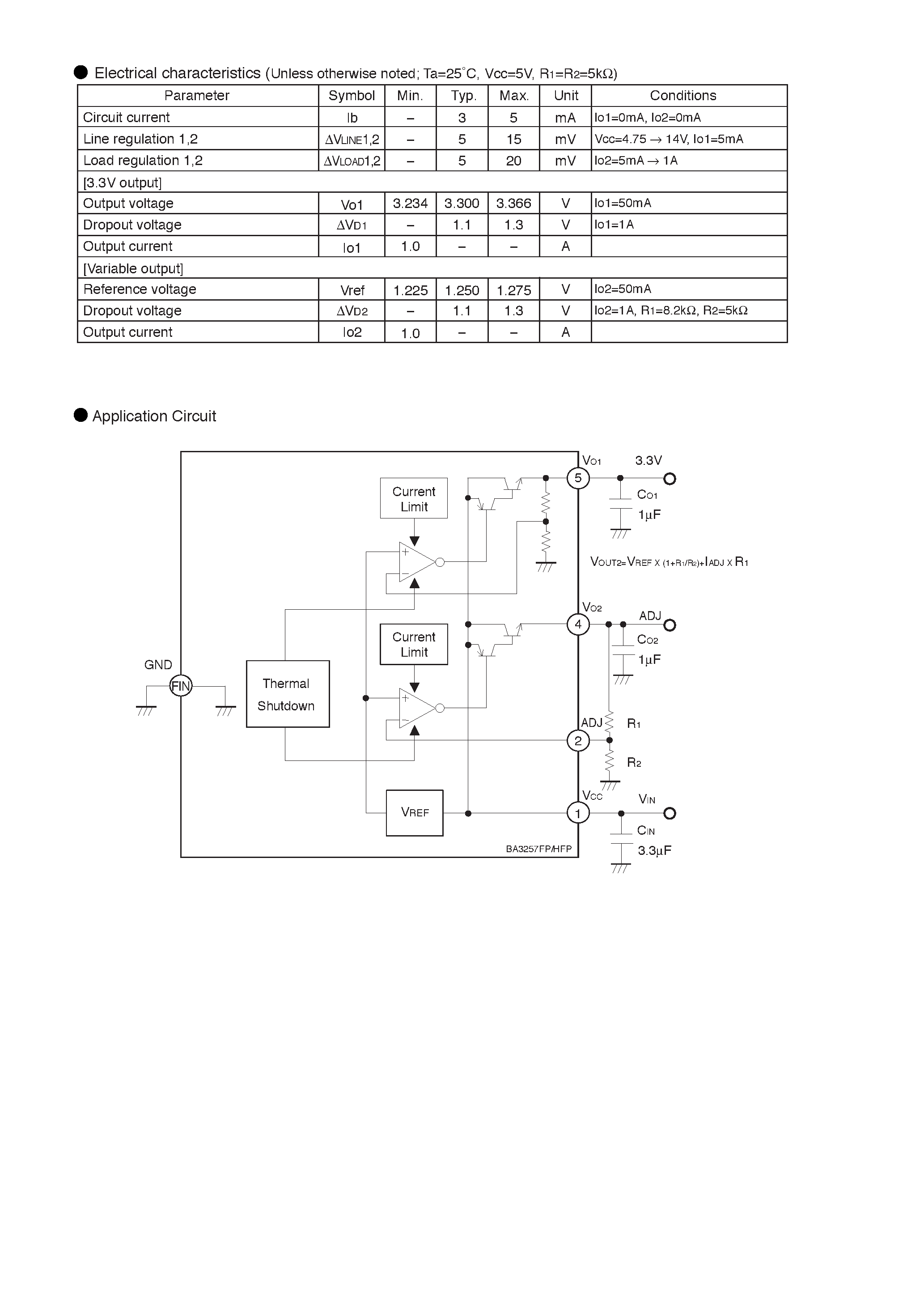 Даташит BA3257FPHFP - Dual Low Drop Out Regulator Ceramic Capacitor Available страница 2