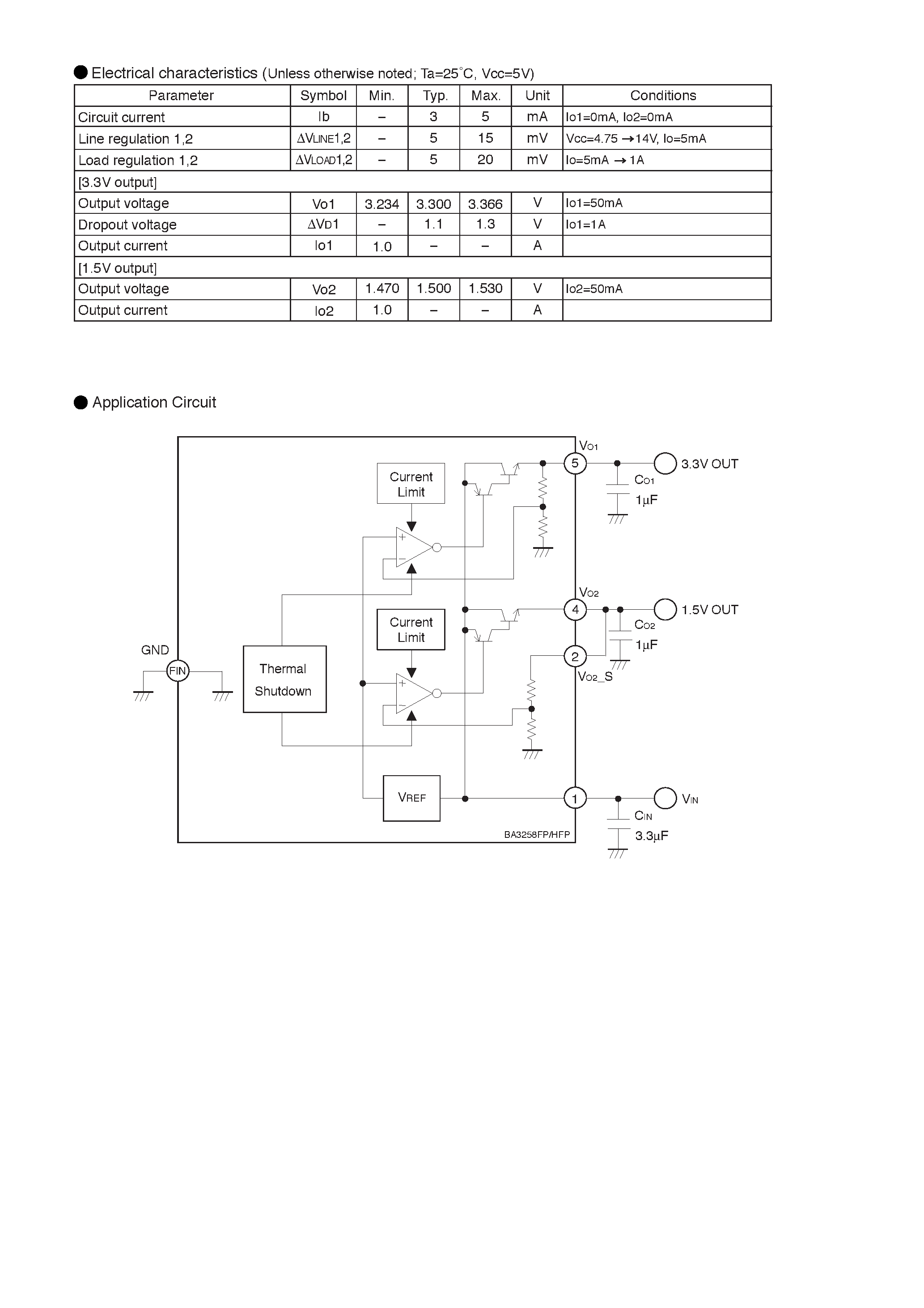 Даташит на микросхему BA3258FP страница 2 Даташит BA3258FP - Dual Low Drop Out Regulator Ceramic Capacitor Available страница 2