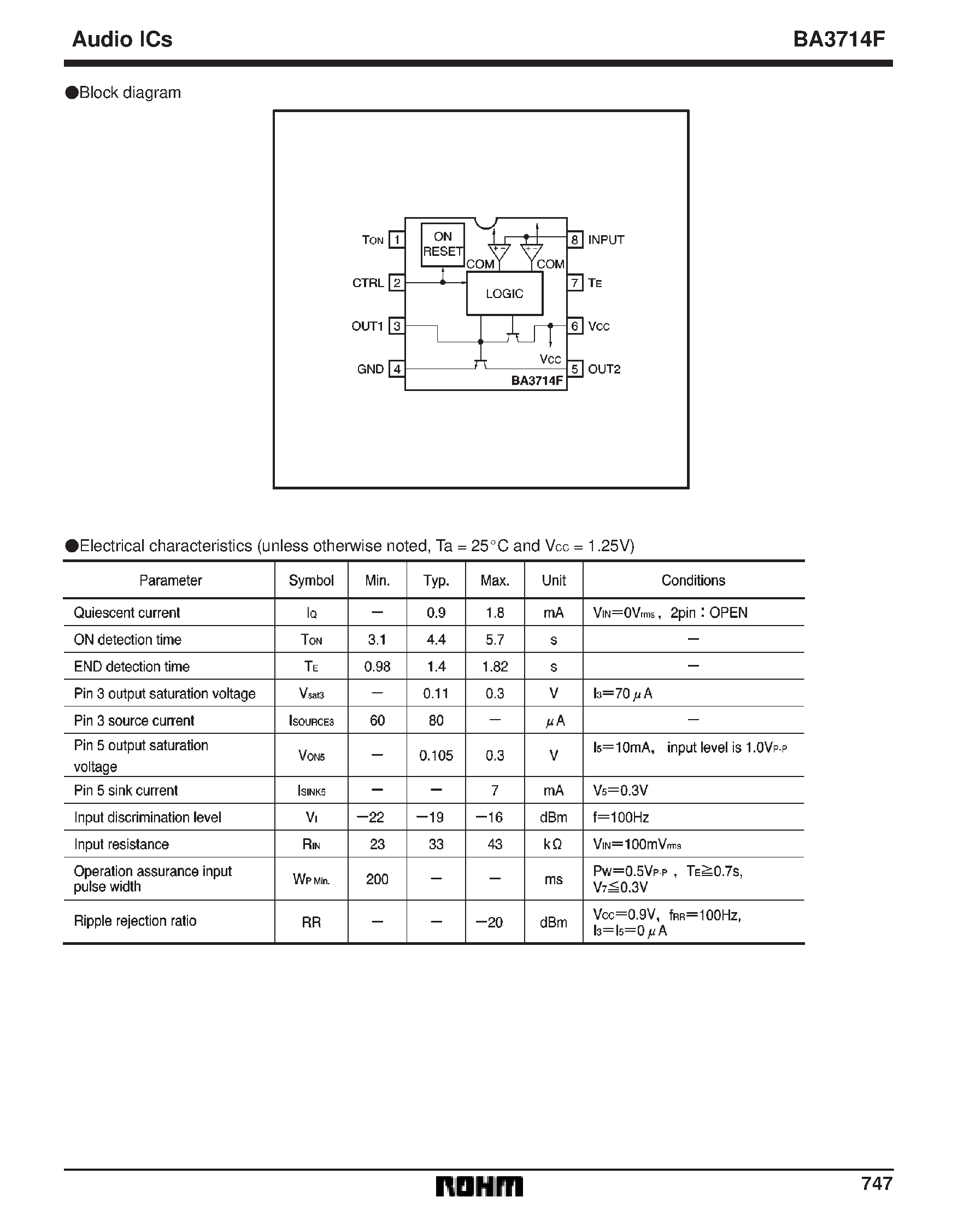 Даташит на микросхему BA3714F страница 2 Даташит BA3714F - 1.5V signal sensor страница 2
