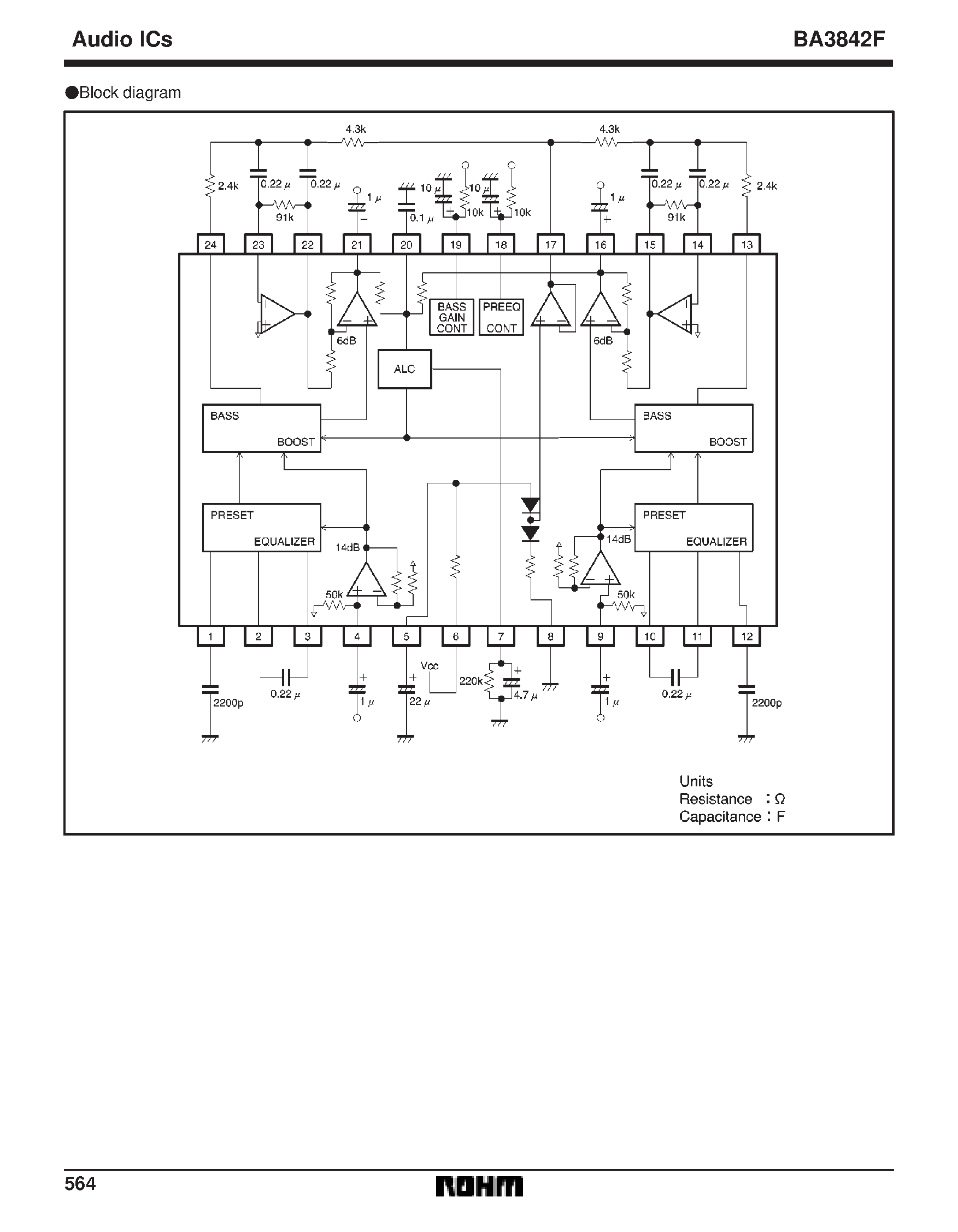 Даташит BA3842F - Preset equalizer sound control (P.S.C) IC страница 2