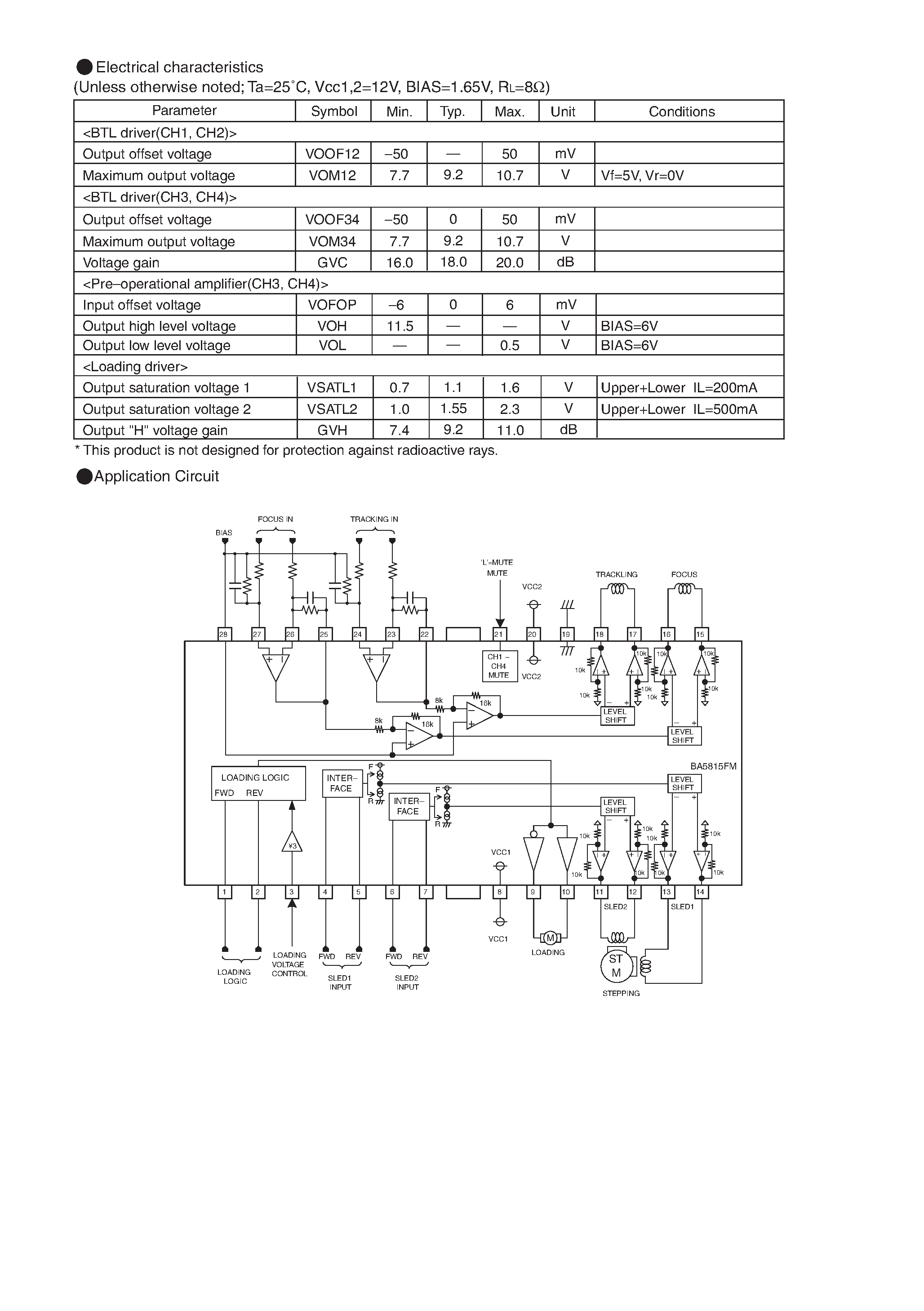 Datasheet BA5815FM page 2 Datasheet BA5815FM - 5-channel driver for CD/DVD players page 2