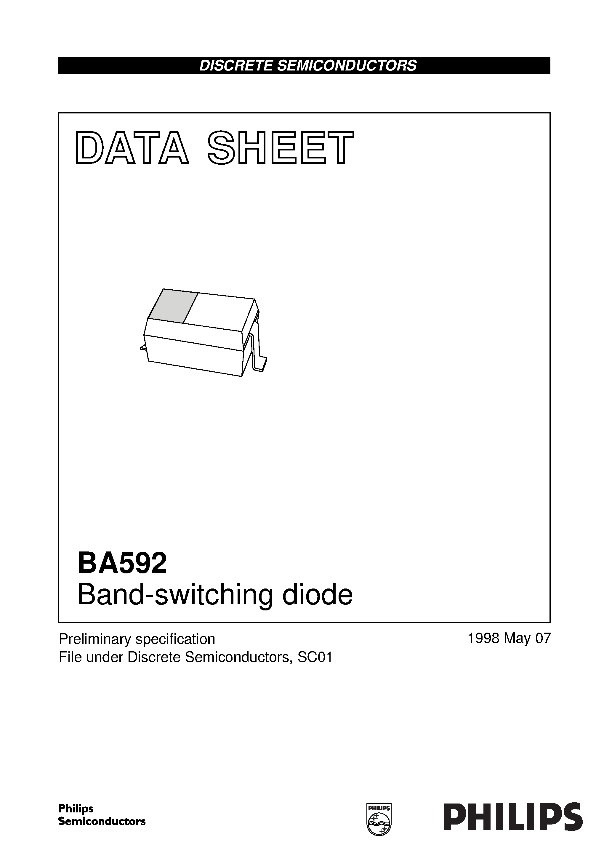 Datasheet BA592 page 1 Datasheet BA592 - Band-switching diode page 1