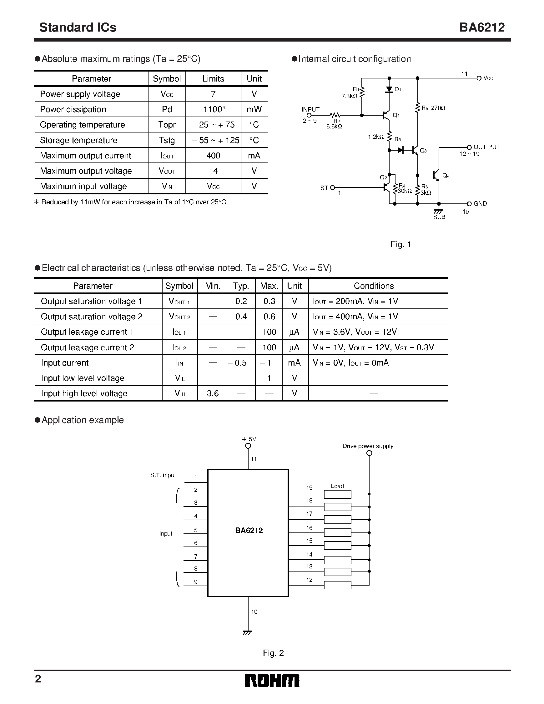 Даташит BA6212 - 8-channel high current driver страница 2