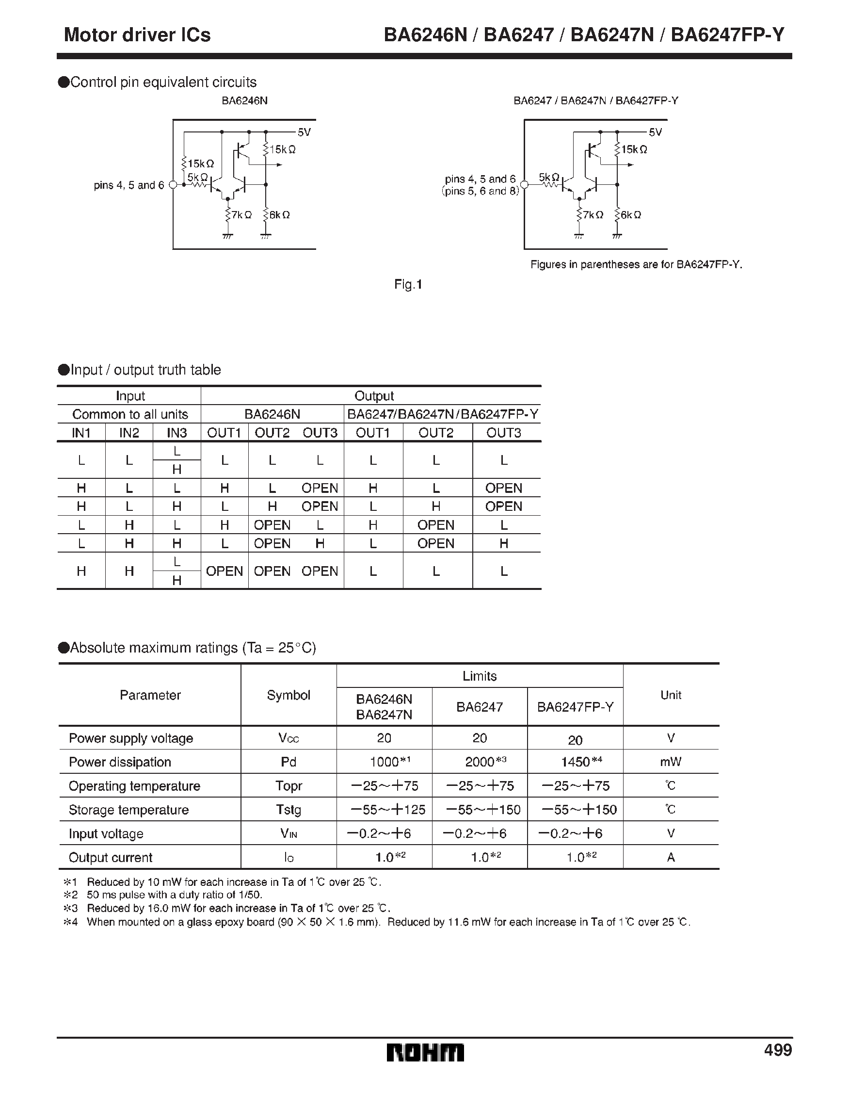 Datasheet BA6247FP-Y - Reversible motor driver page 2