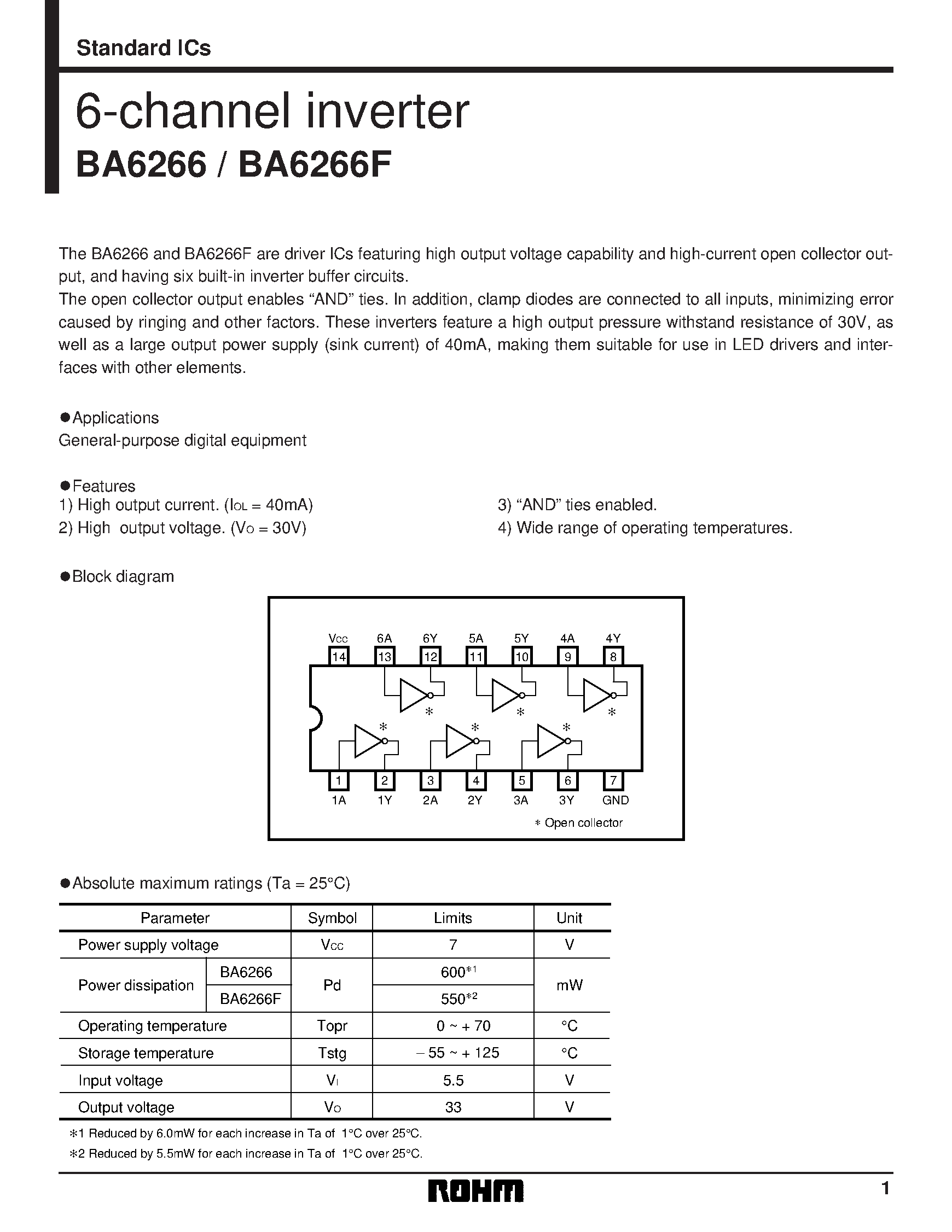 Datasheet BA6266 - 6-channel inverter page 1