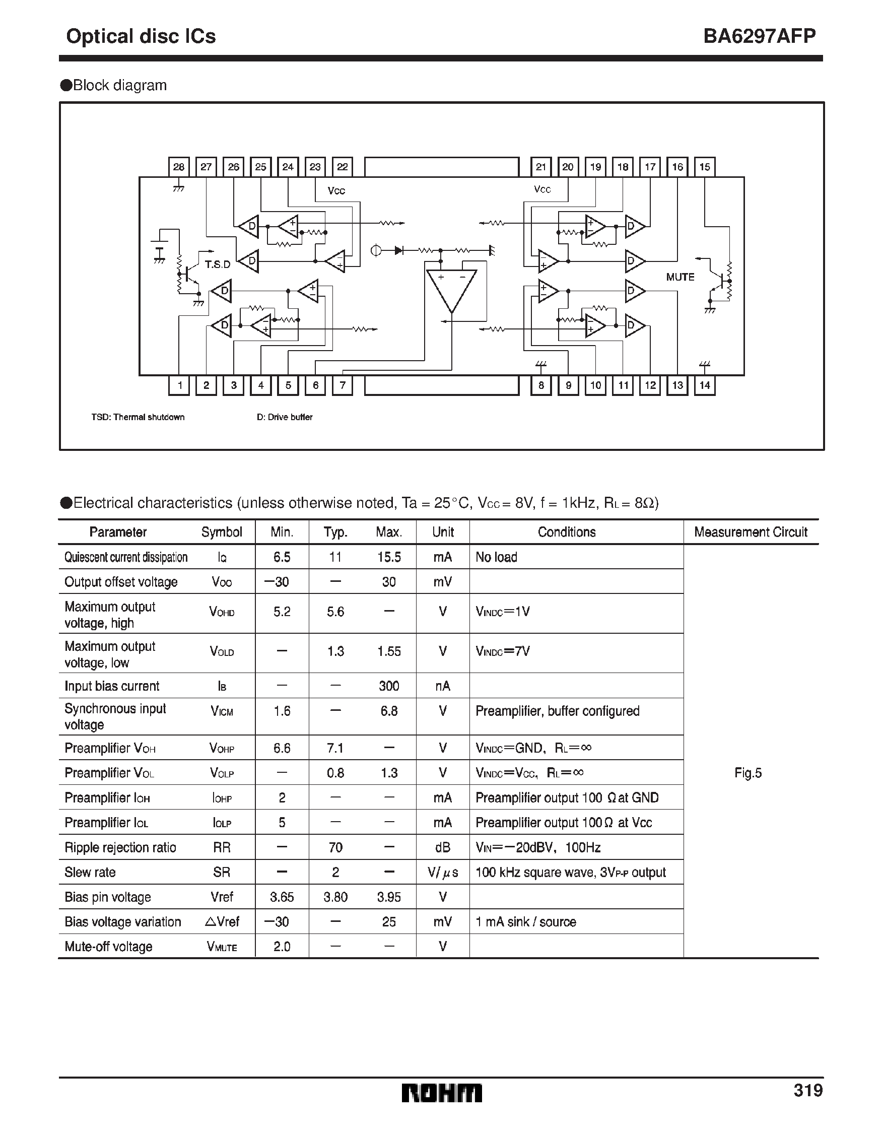 Datasheet BA6297AFP - 4-channel BTL driver for CD players page 2