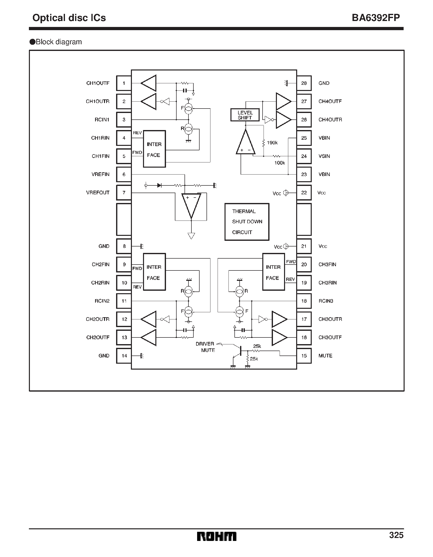 Datasheet BA6392FP - 4-channel BTL driver for CD players page 2