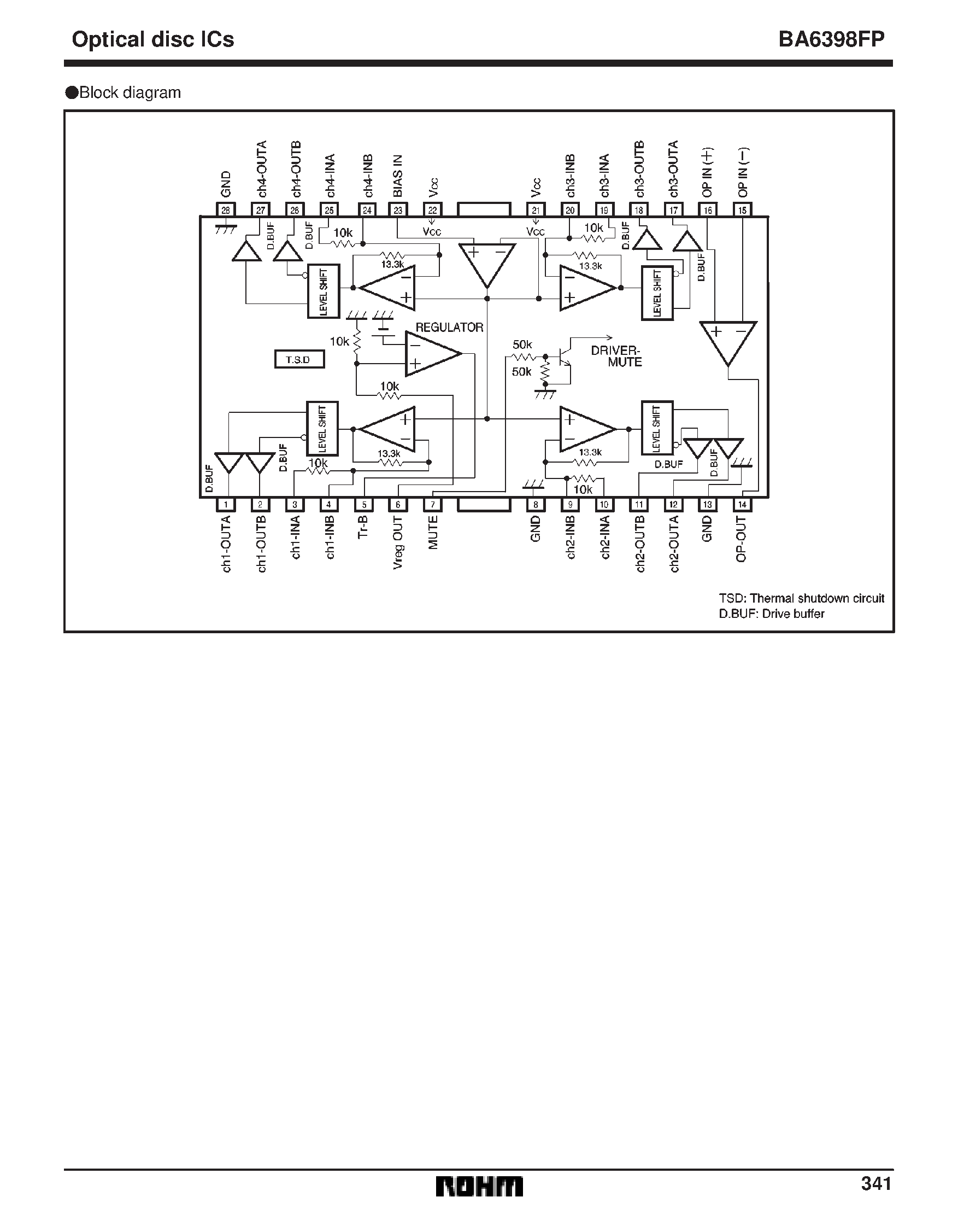 Datasheet BA6398 - 4-channel BTL driver for CD players page 2