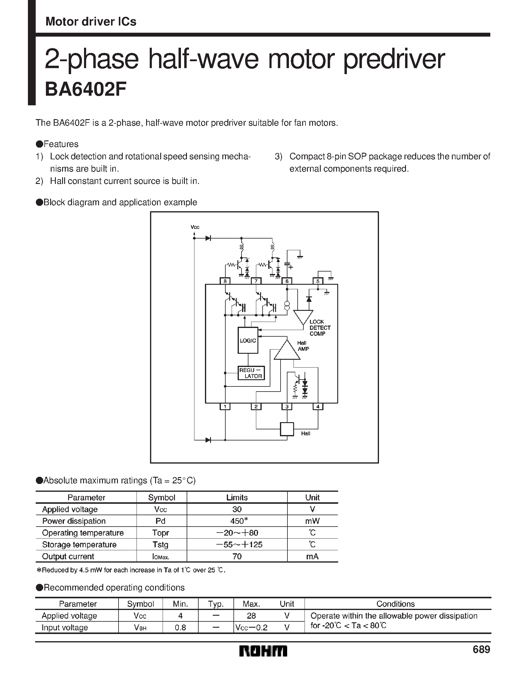 Даташит BA6402 - 2-phase half-wave motor predriver страница 1