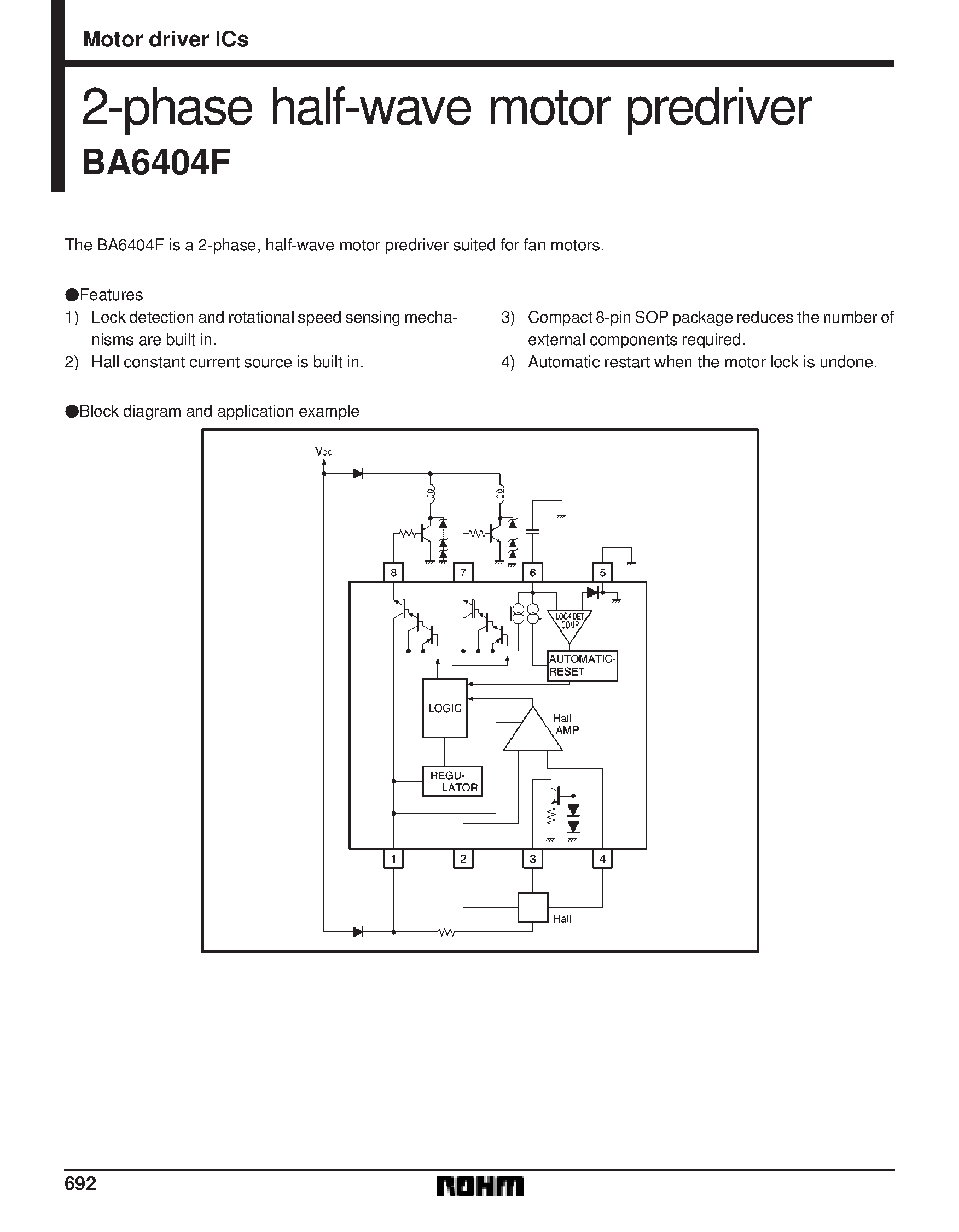 Даташит BA6404F - 2-phase half-wave motor predriver страница 1