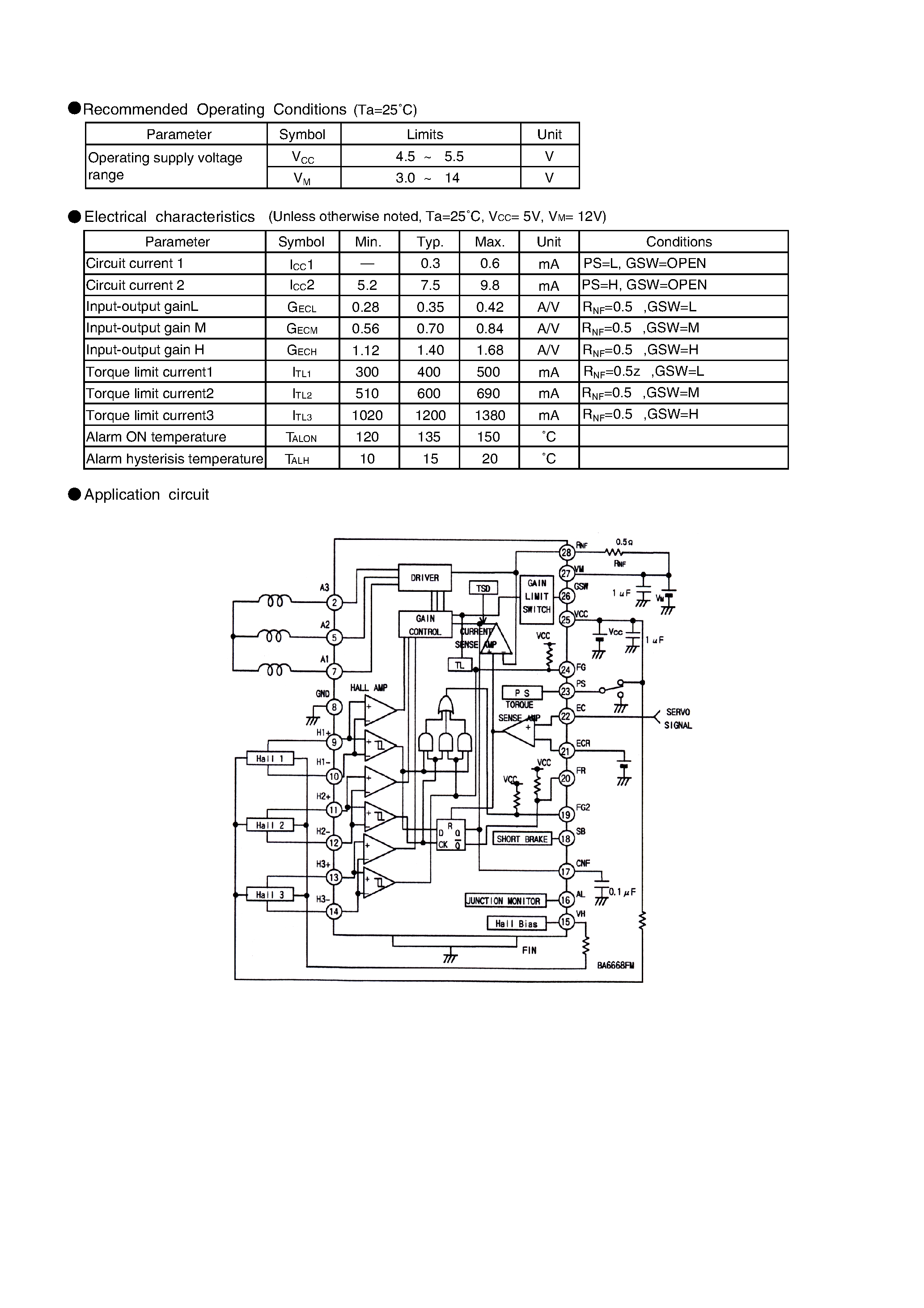 Даташит BA6668FM - 3-Phase Motor Driver For CD-ROM/R-RW/DVD-ROM/RAM страница 2