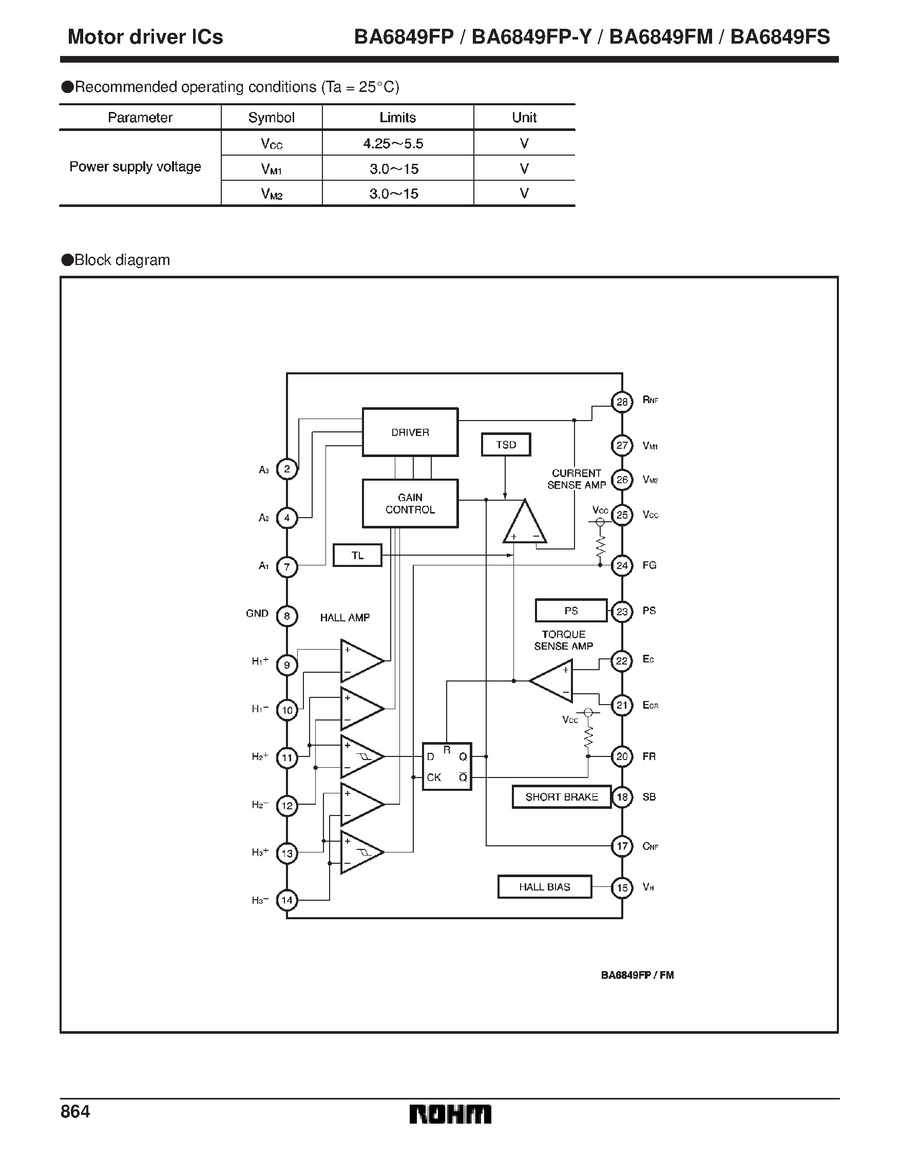 Datasheet BA6849FP page 2 Datasheet BA6849FP - 3-phase motor driver for CD-ROMs page 2