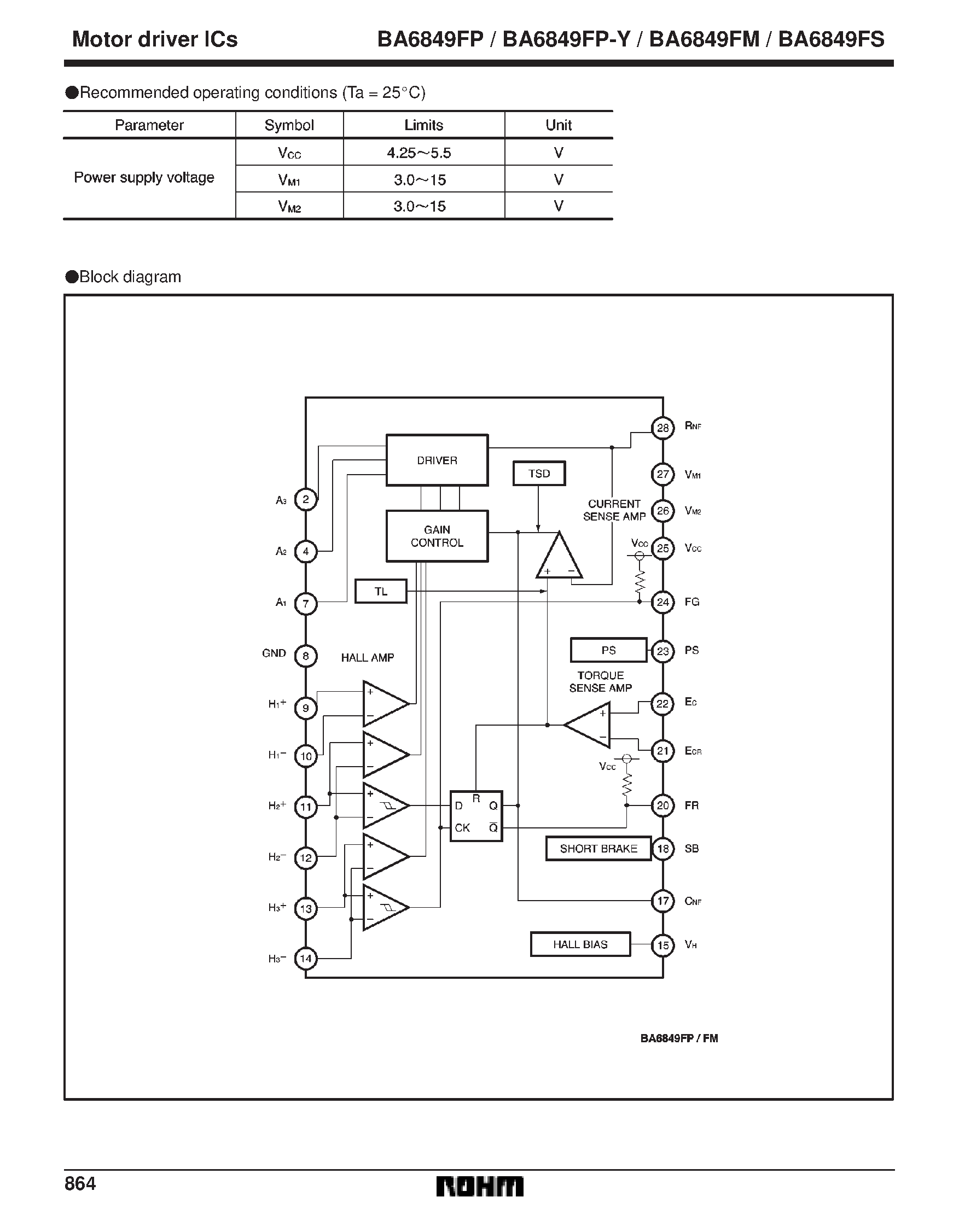 Datasheet BA6849FP-Y - 3-phase motor driver for CD-ROMs page 2