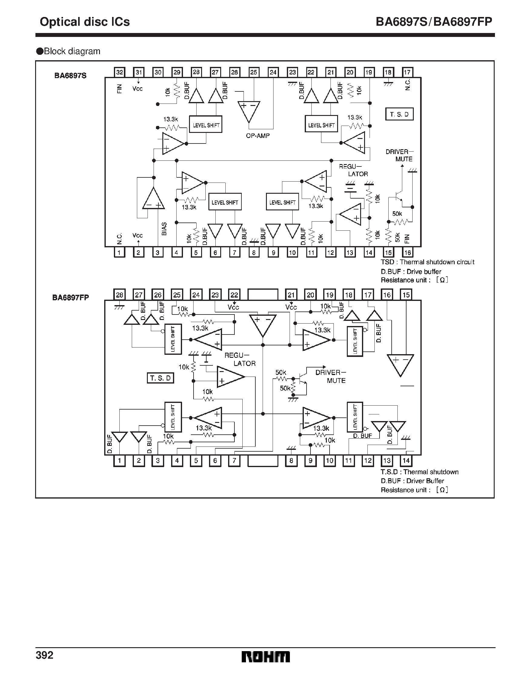 Datasheet BA6897S - 4-channel BTL driver for CD players page 2