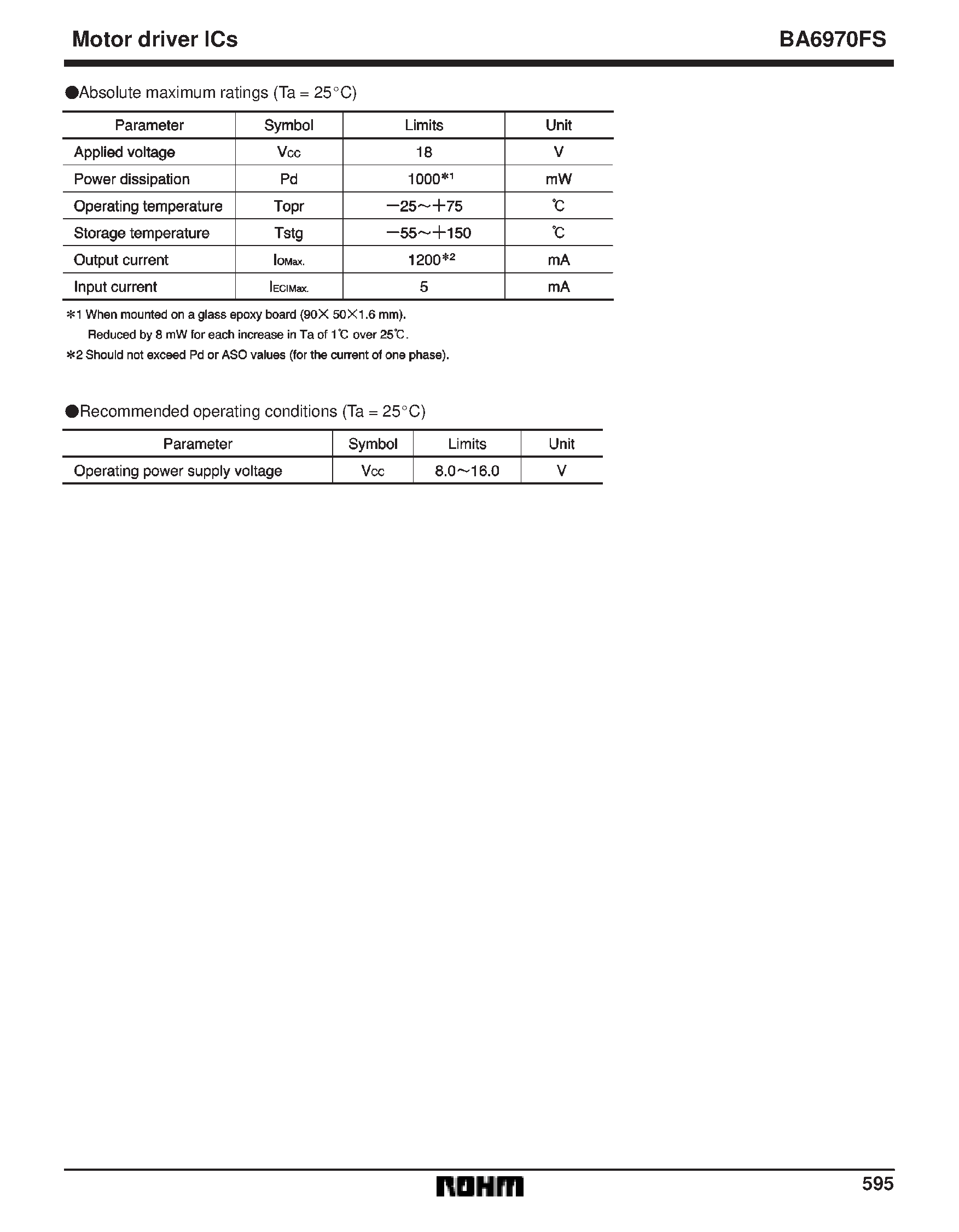Даташит BA6970 - 2-phase motor driver for VCR cylinder motors страница 2