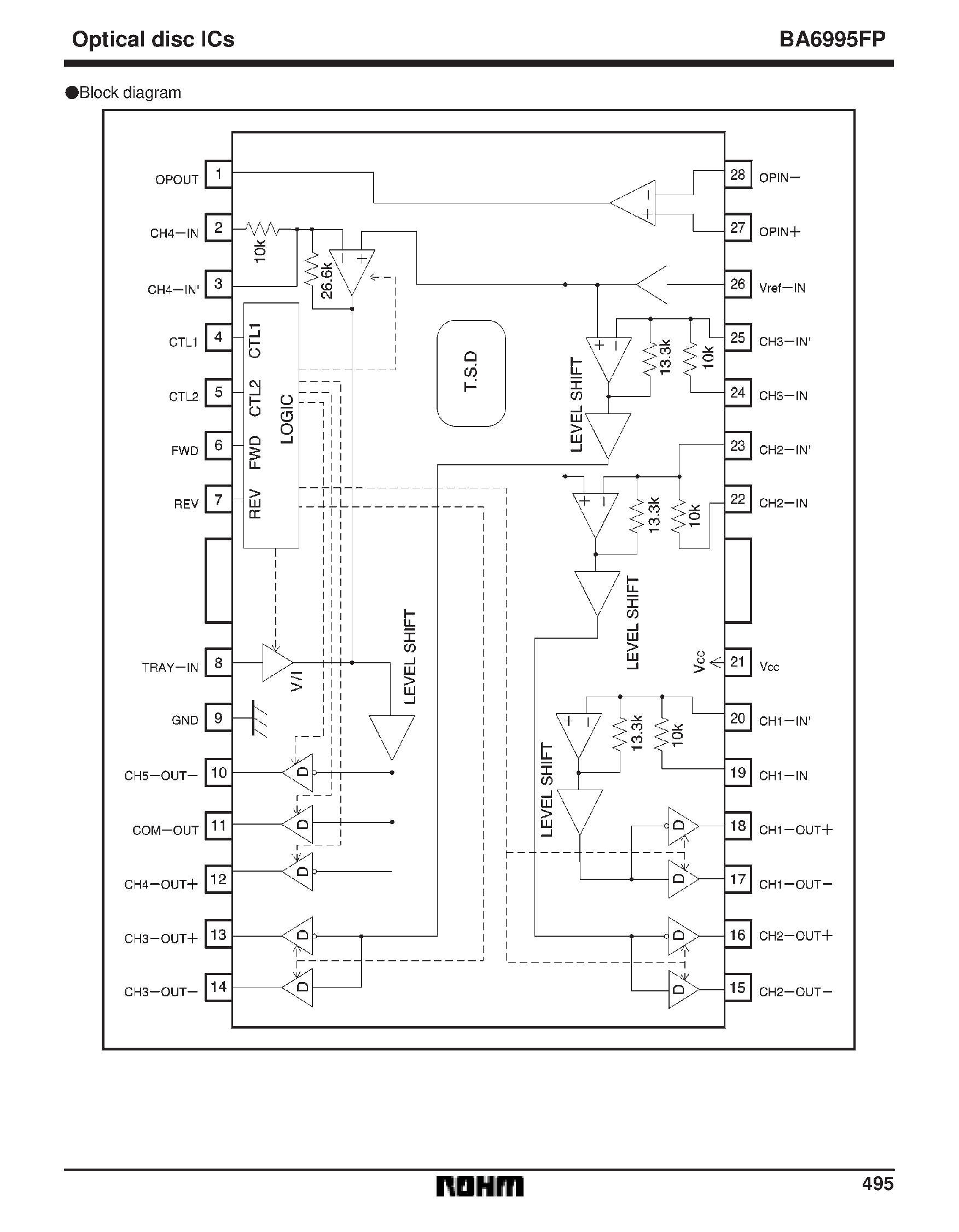 Datasheet BA6995FP - 5-channel BTL driver for CD players page 2