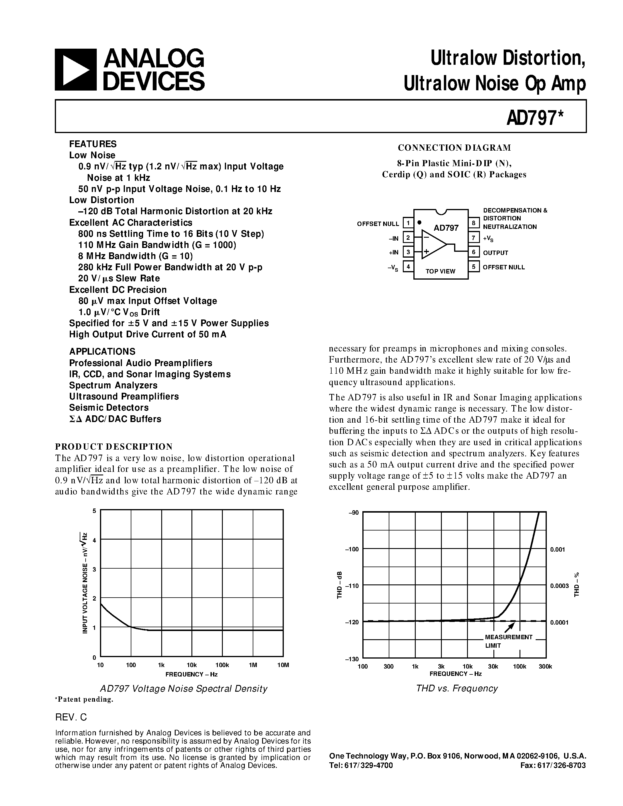 Datasheet 5962-9313301MPA - Ultralow Distortion/ Ultralow Noise Op Amp page 1